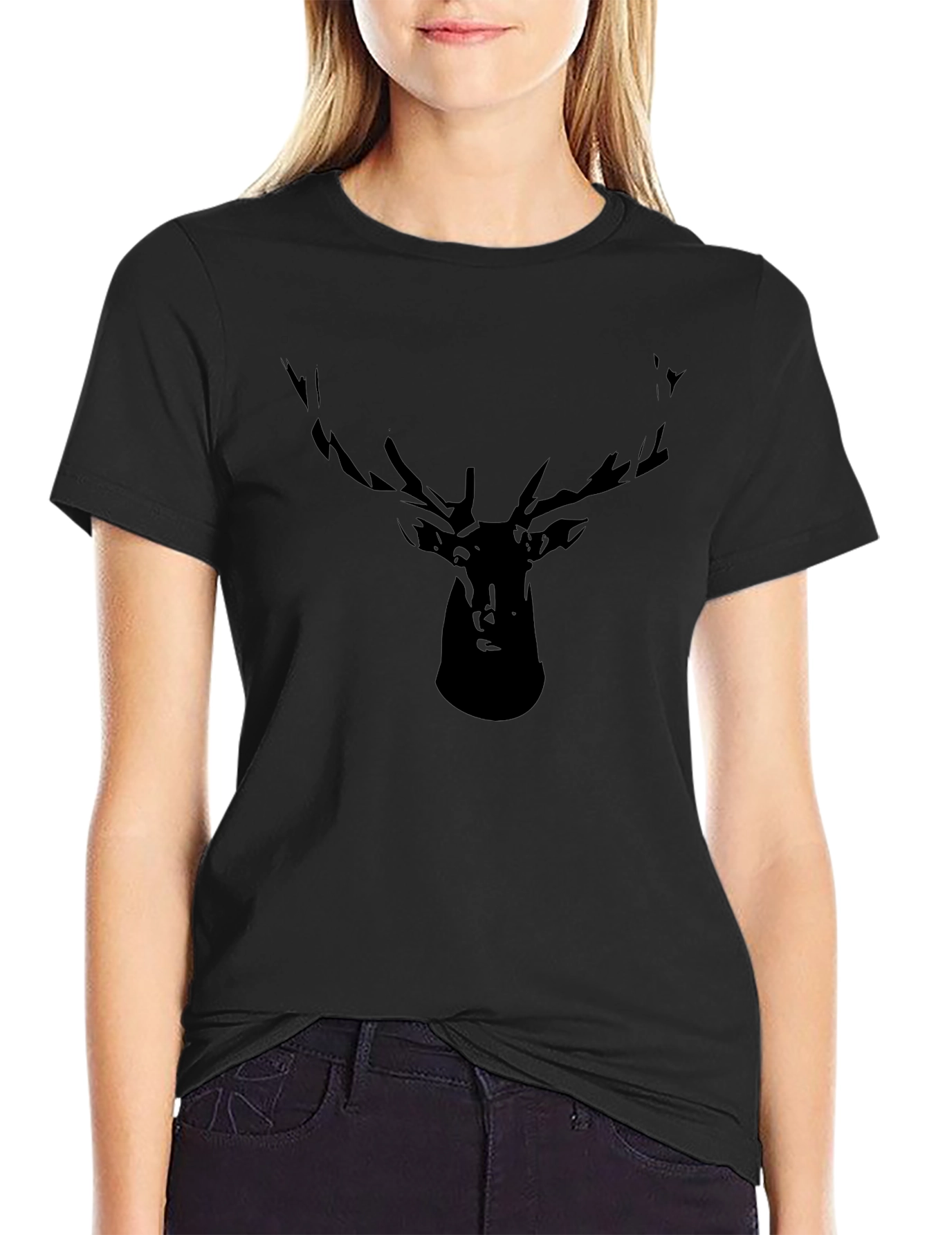 Black Deer Silhouette Graphic Tee