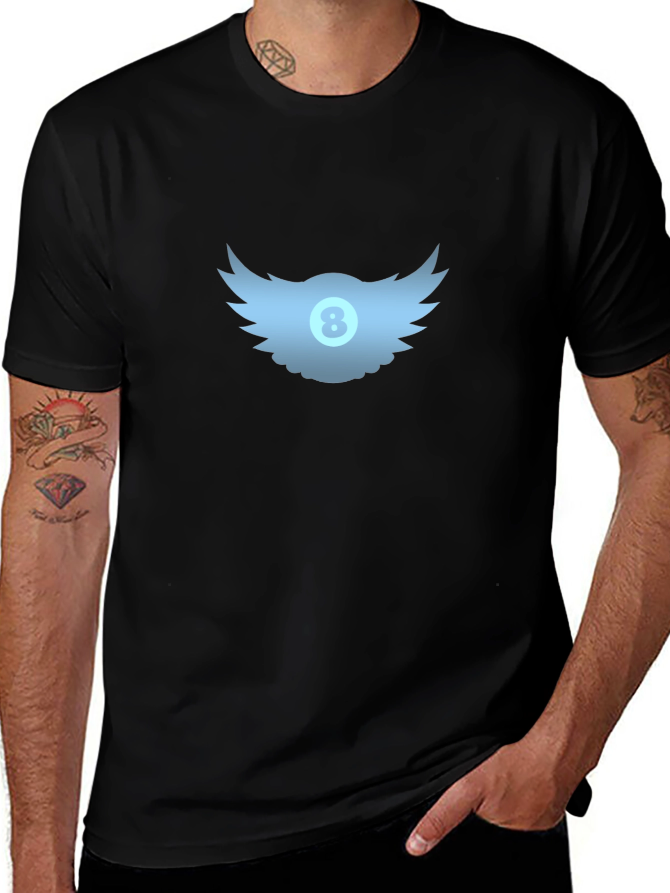 Winged 8-Ball Graphic Tee - Black