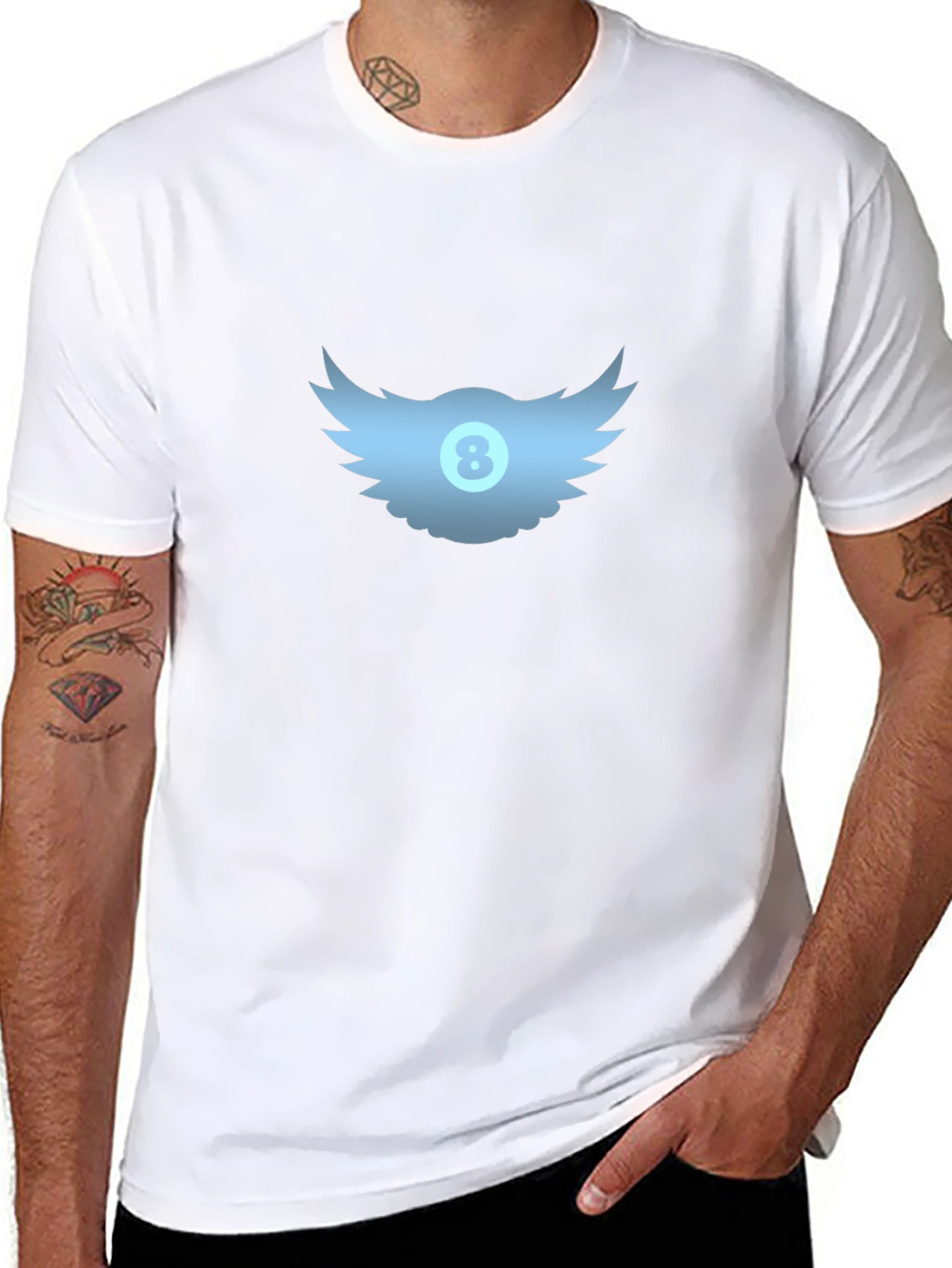 Winged 8-Ball Graphic Tee - Black