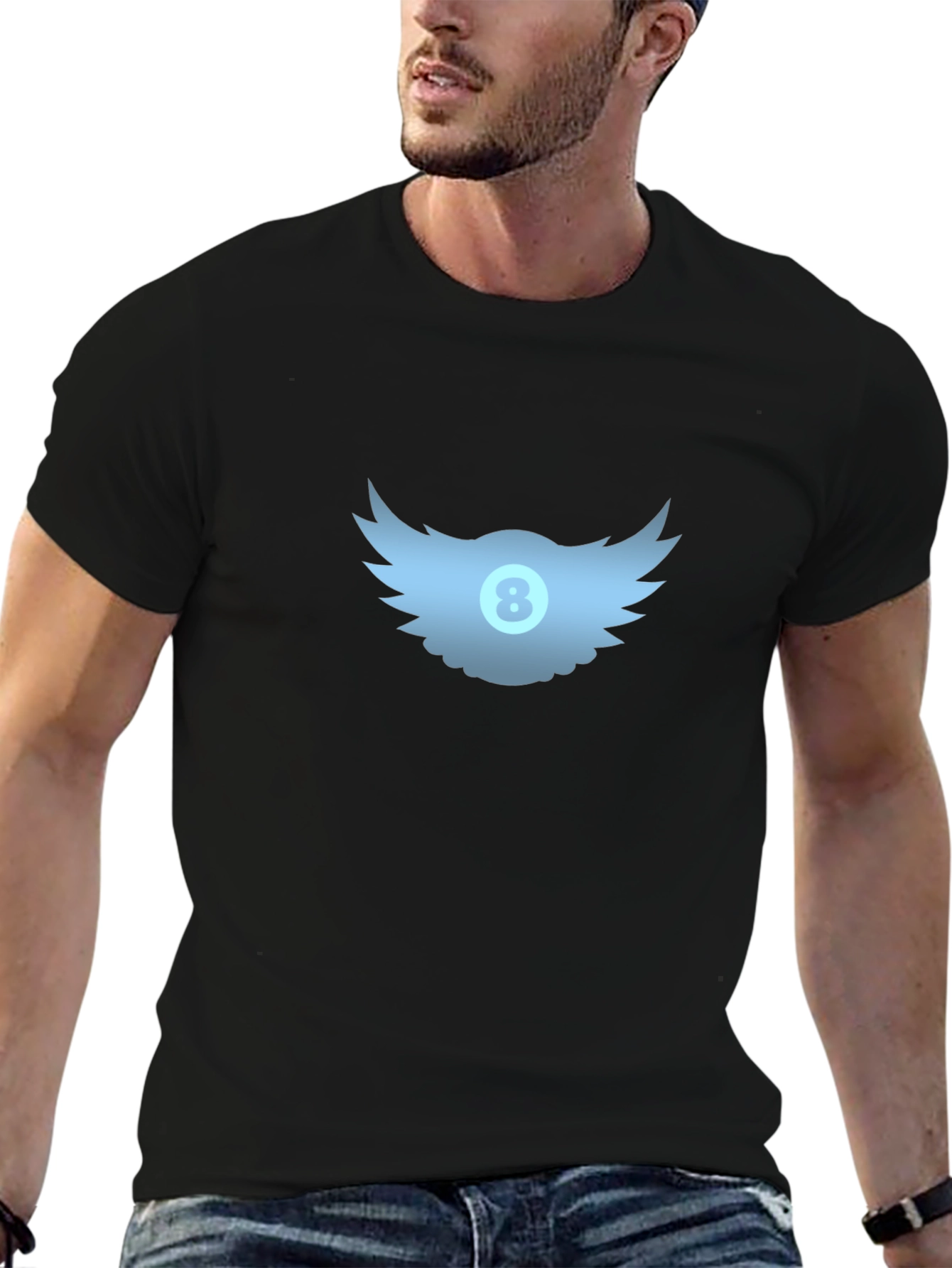 Winged 8-Ball Graphic Tee - Black