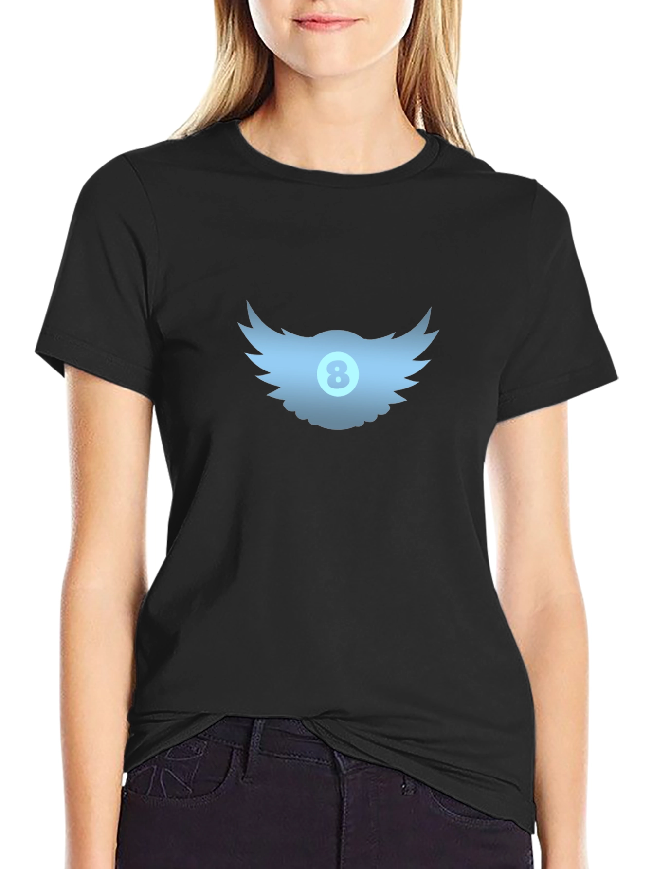 Winged 8-Ball Graphic Tee - Black