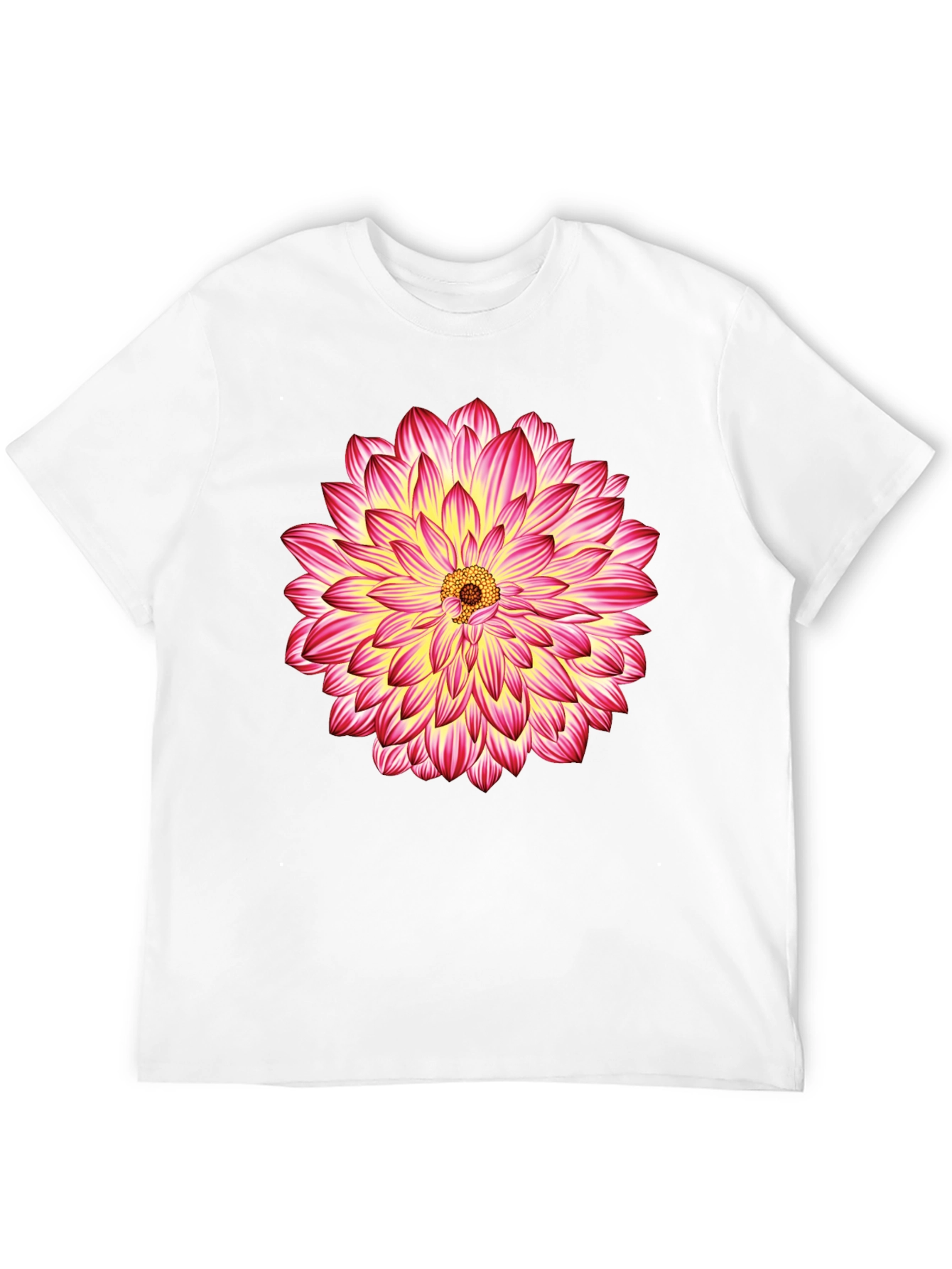 Black T-Shirt with Pink & Yellow Flower Graphic