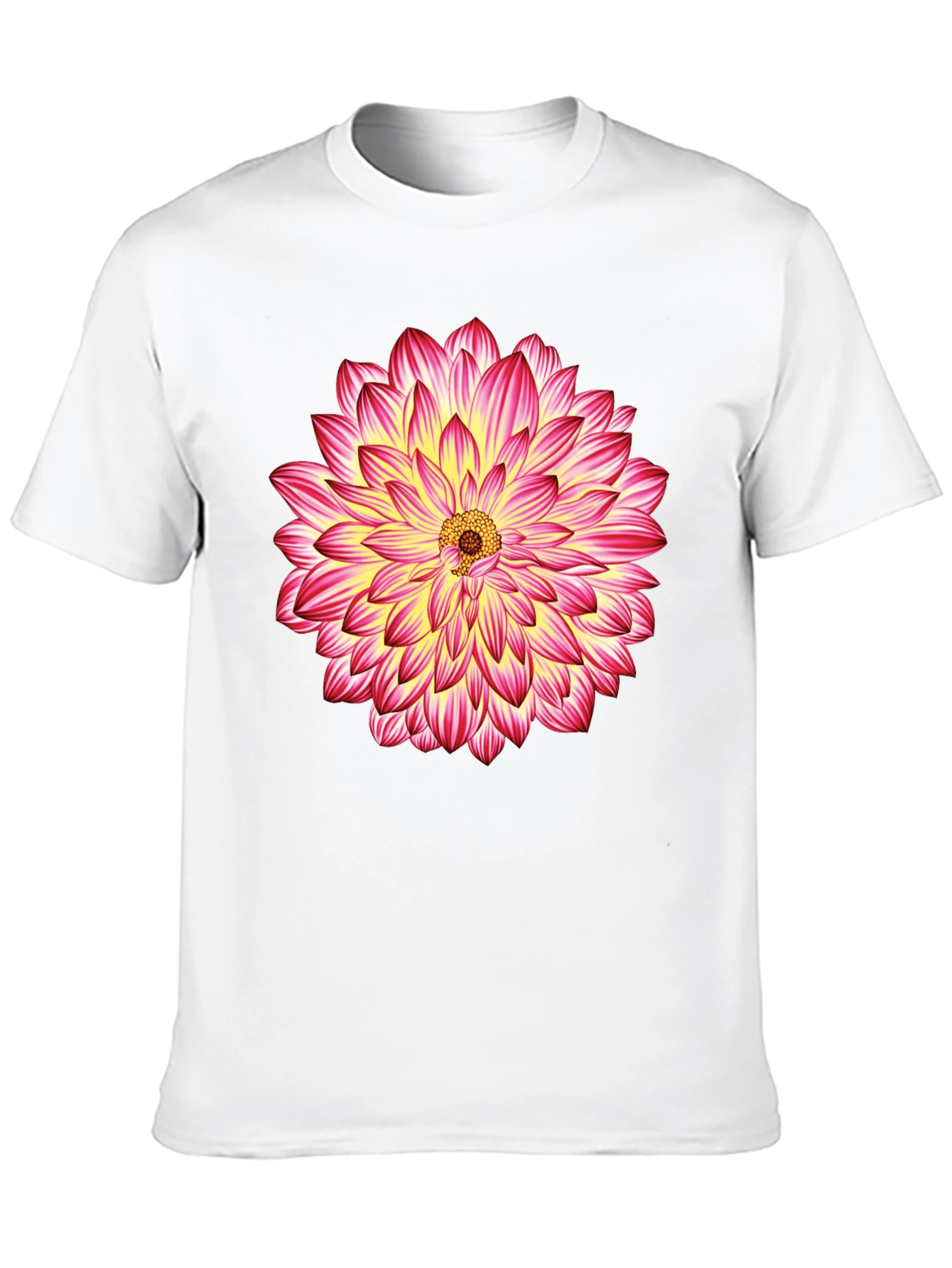 Black T-Shirt with Pink & Yellow Flower Graphic
