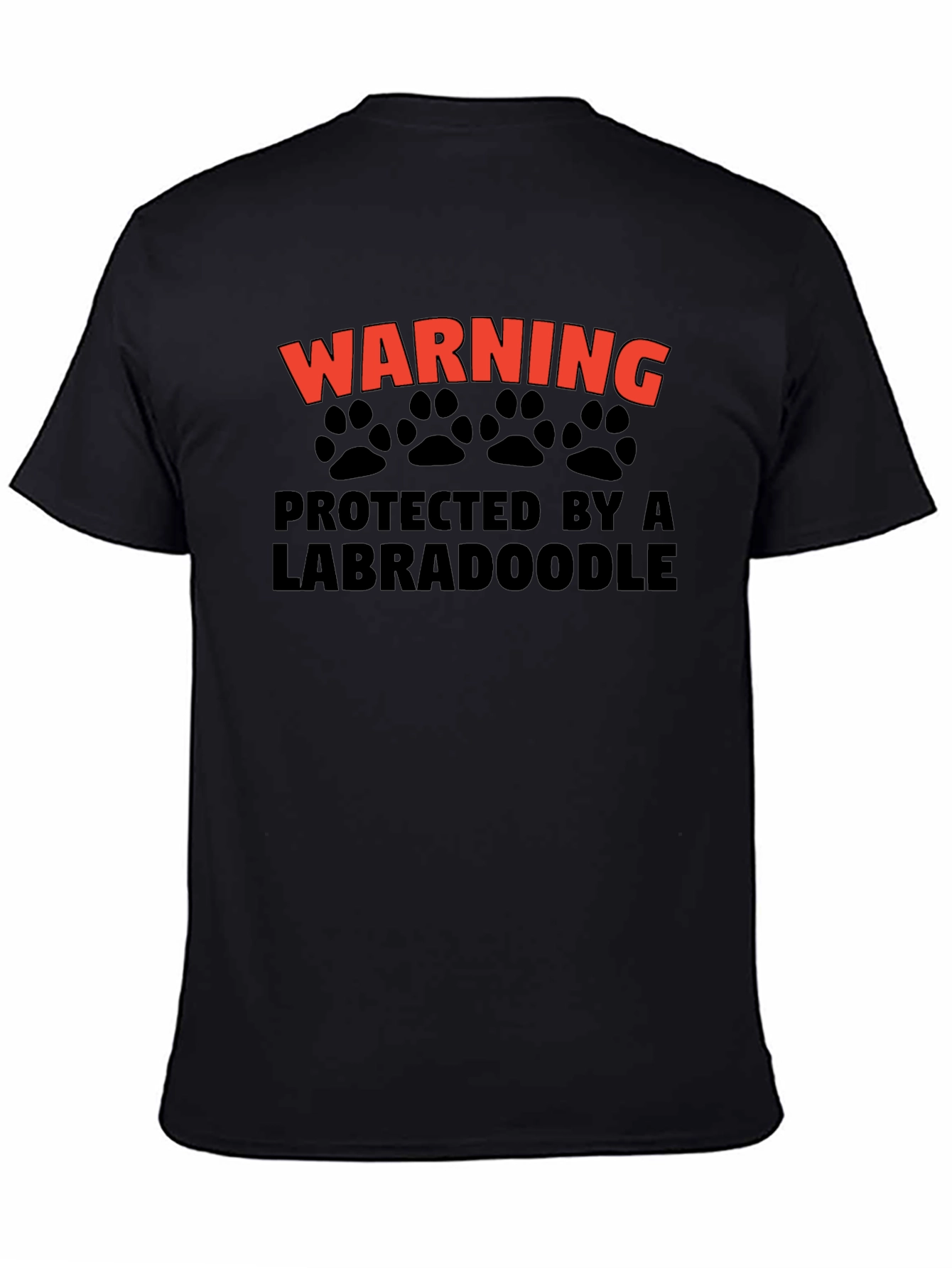 Warning Protected by a Labradoodle Black T-Shirt