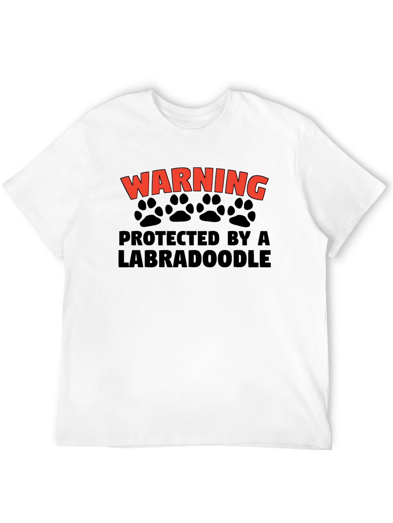 Warning Protected by a Labradoodle Black T-Shirt