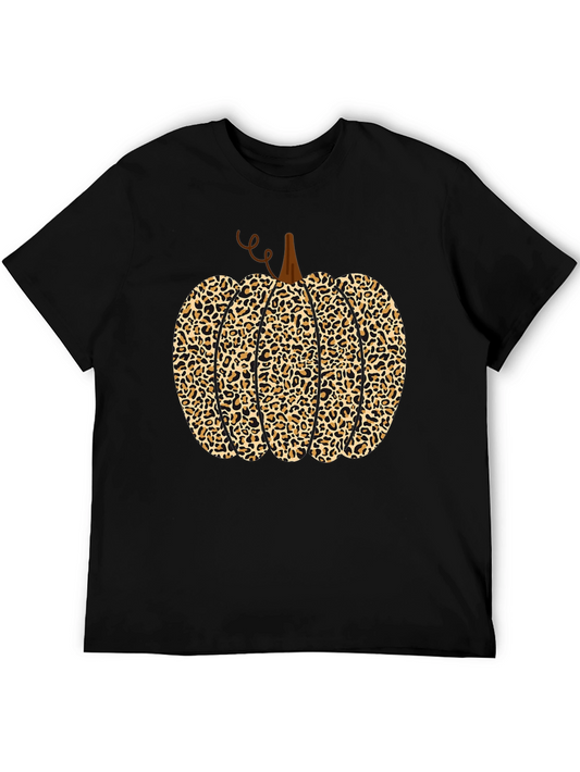 Leopard Print Pumpkin Halloween Graphic Tee