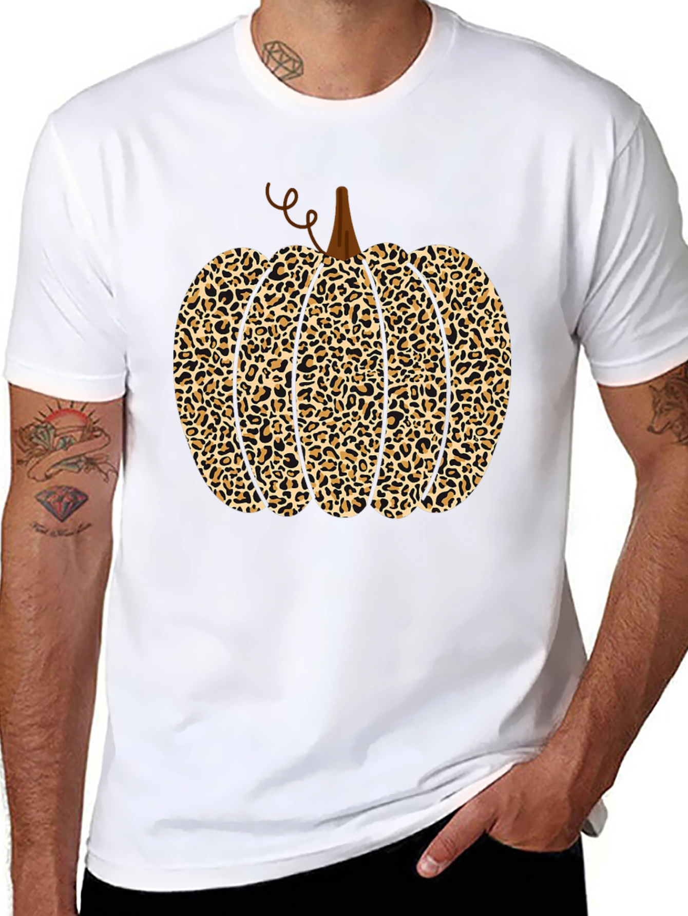 Leopard Print Pumpkin Halloween Graphic Tee