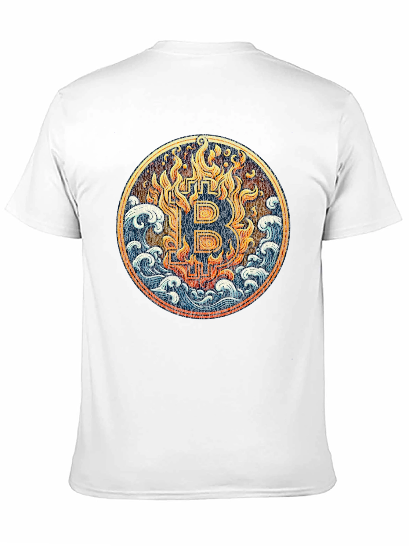 Bitcoin Fire & Waves Graphic Tee - Black