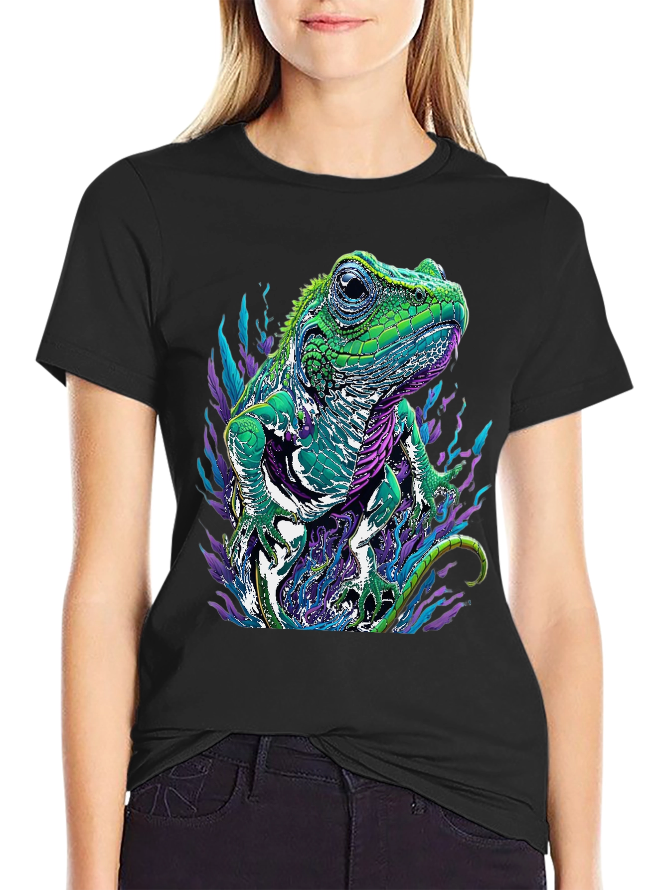 Iguana Graphic Tee - Mens Black Lizard T-Shirt
