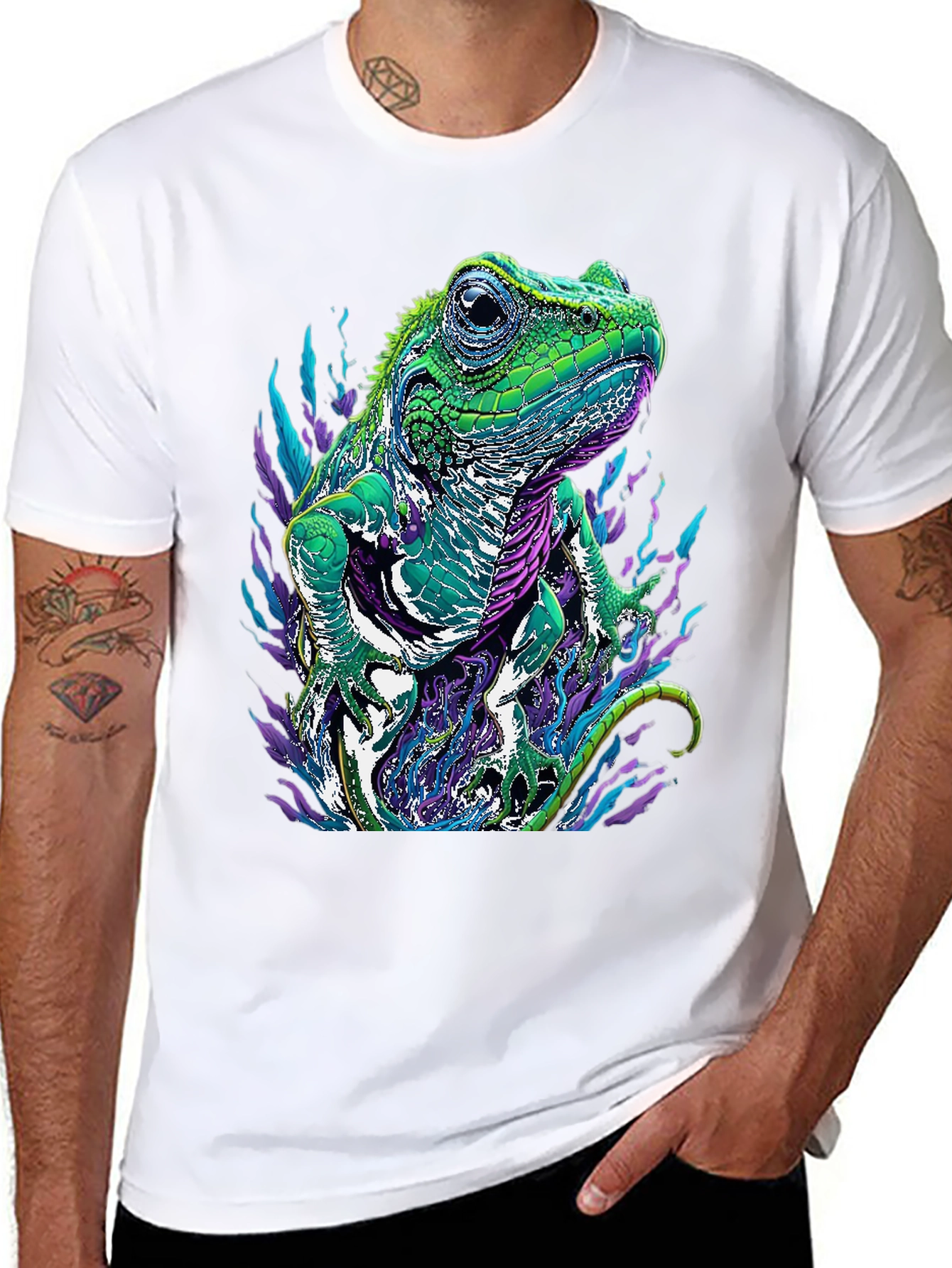 Iguana Graphic Tee - Mens Black Lizard T-Shirt