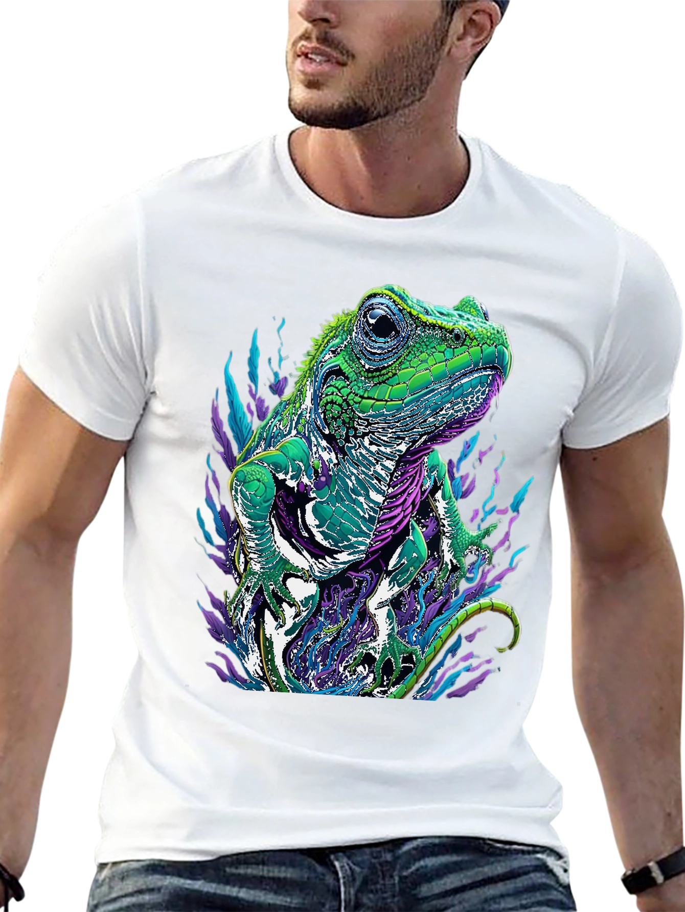 Iguana Graphic Tee - Mens Black Lizard T-Shirt