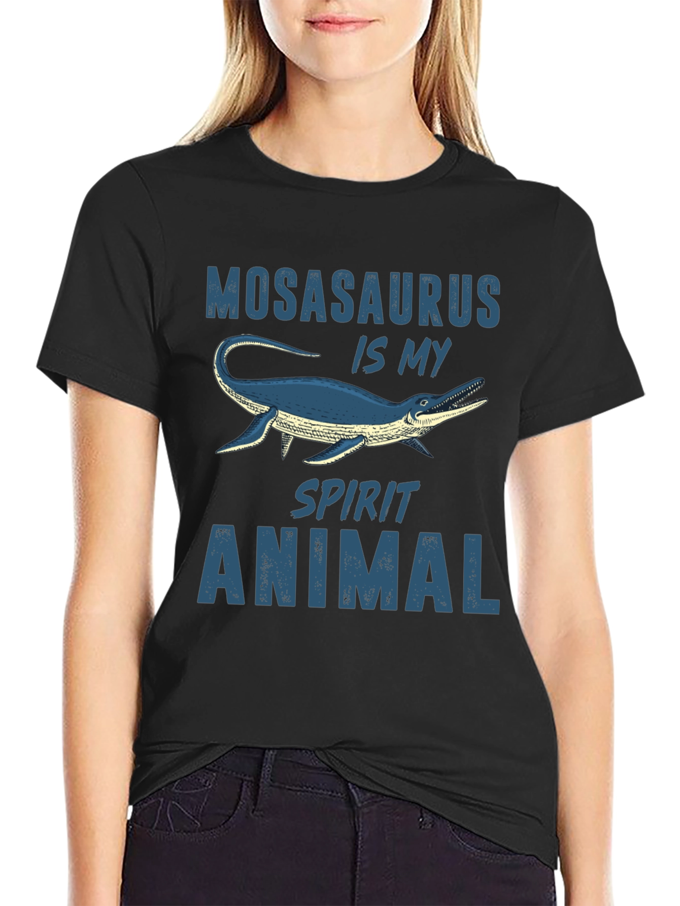 Mosasaurus Spirit Animal Graphic Tee - Black