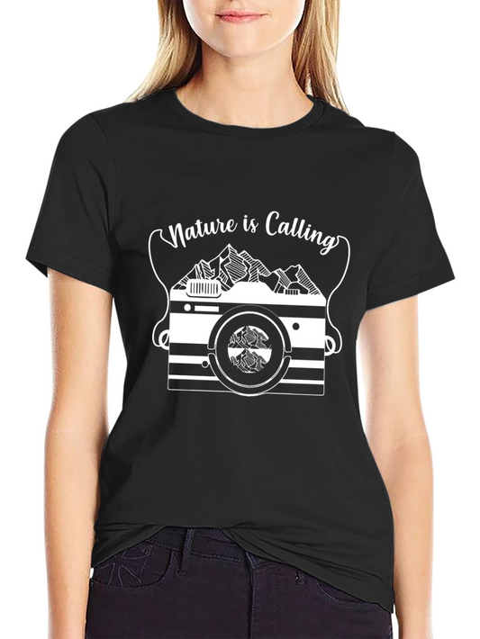 Nature is Calling Black Graphic Tee
