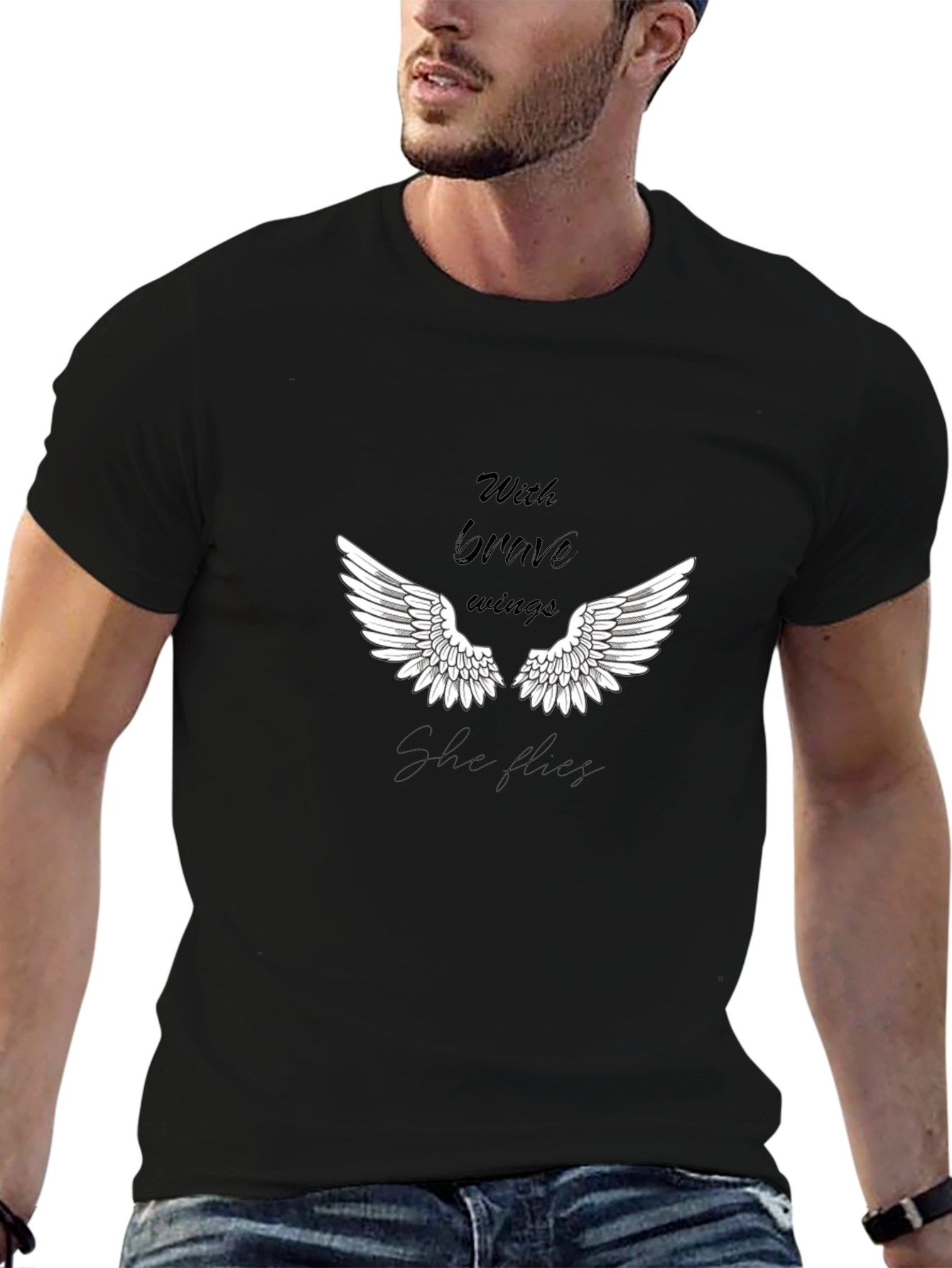 Brave Wings Graphic T-Shirt - Black