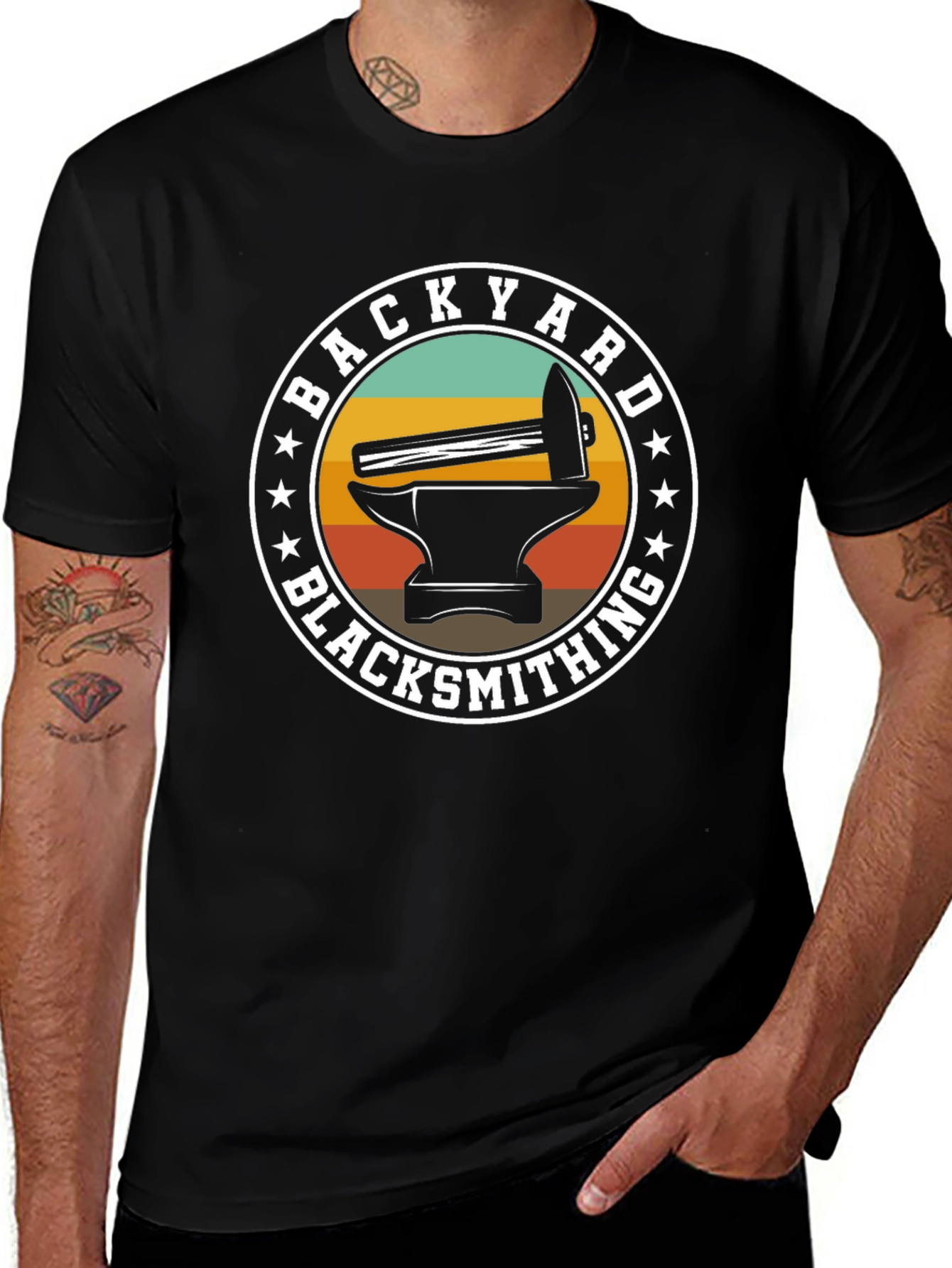 Backyard Blacksmith T-Shirt - Anvil & Hammer Design