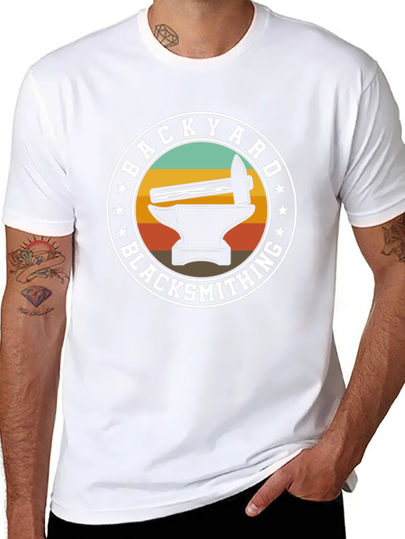 Backyard Blacksmith T-Shirt - Anvil & Hammer Design