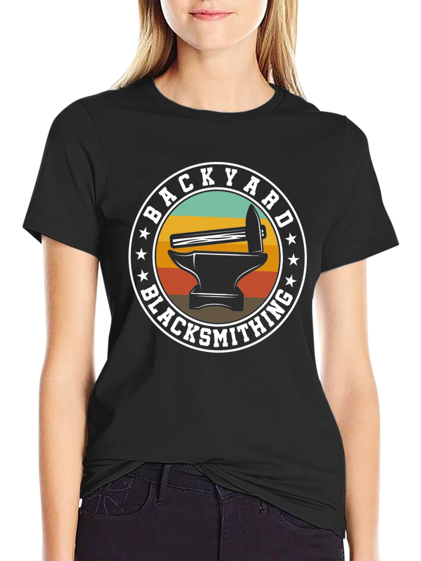 Backyard Blacksmith T-Shirt - Anvil & Hammer Design