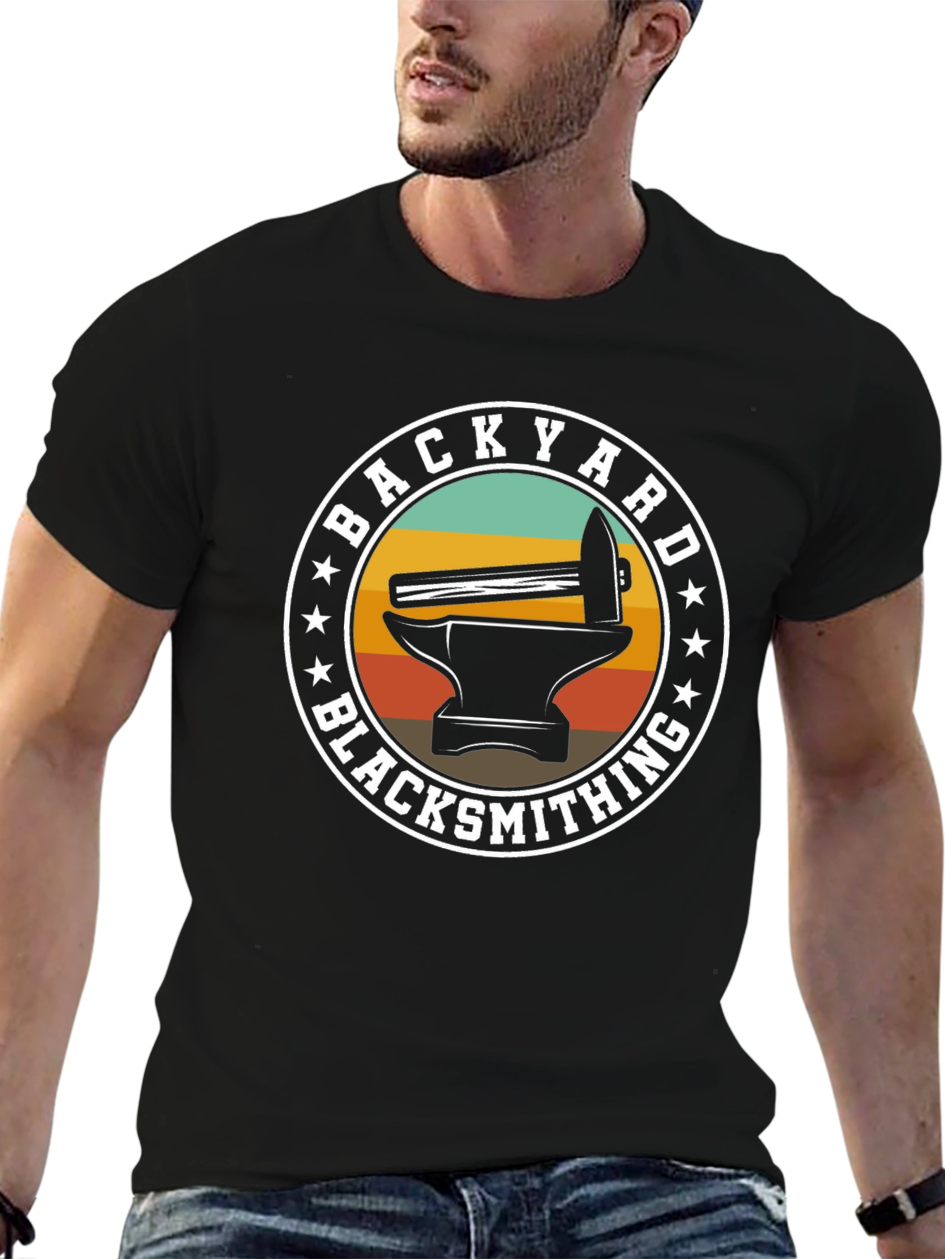 Backyard Blacksmith T-Shirt - Anvil & Hammer Design