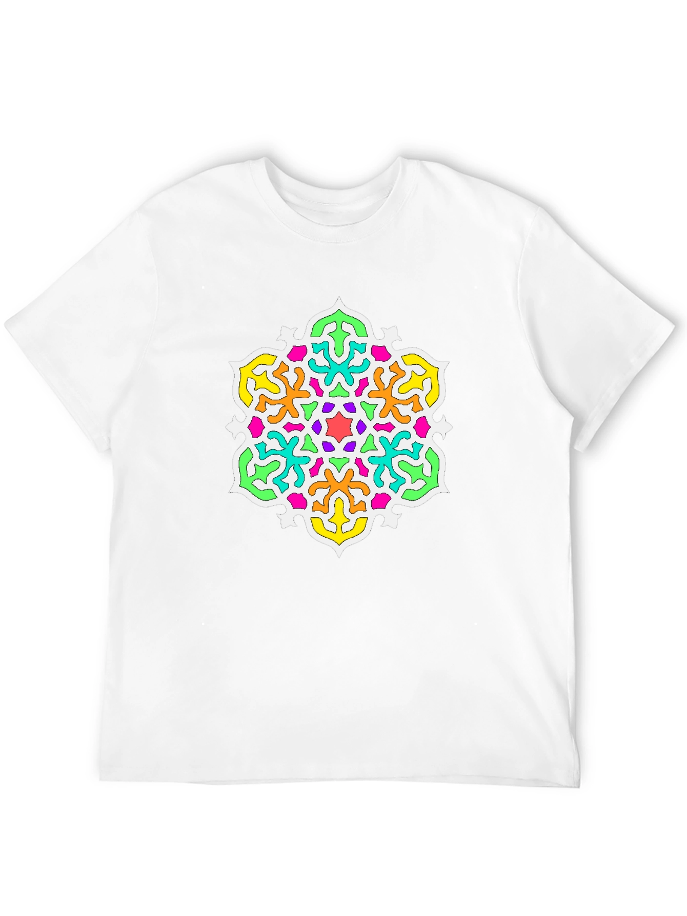 Vibrant Mandala Graphic Print Black T-Shirt