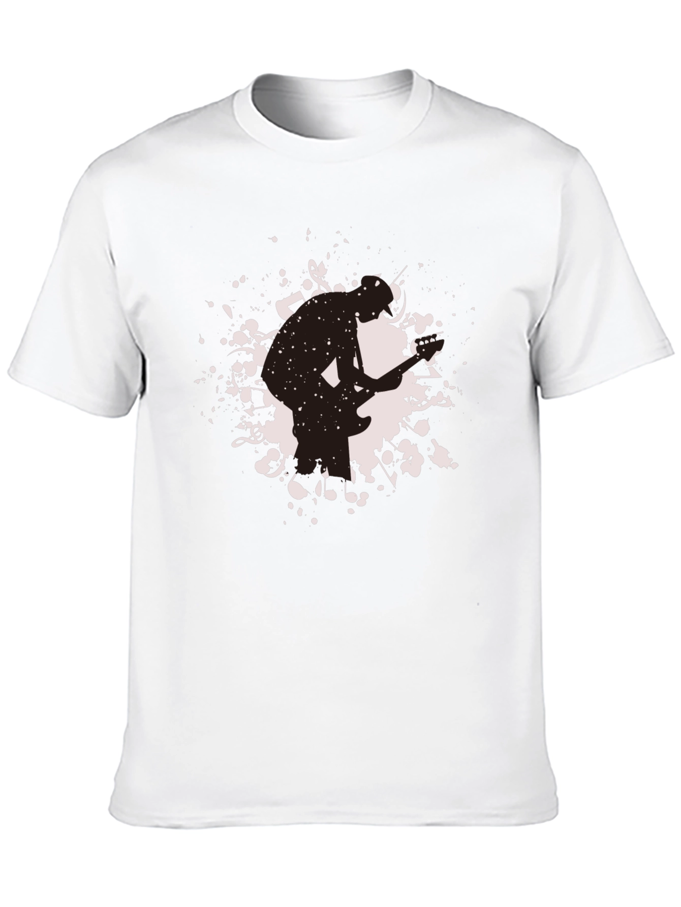 Mens Black Graphic T-Shirt - Guitarist Silhouette