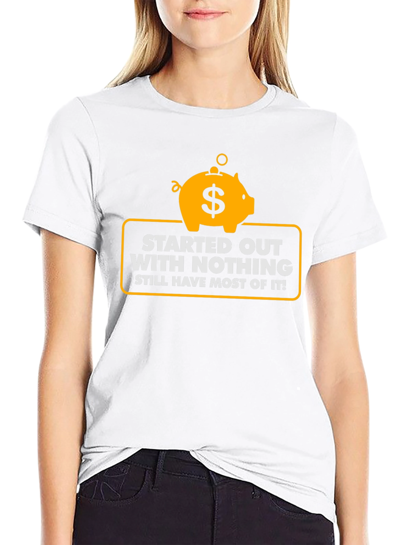 Started With Nothing T-Shirt - Funny Piggy Bank Tee