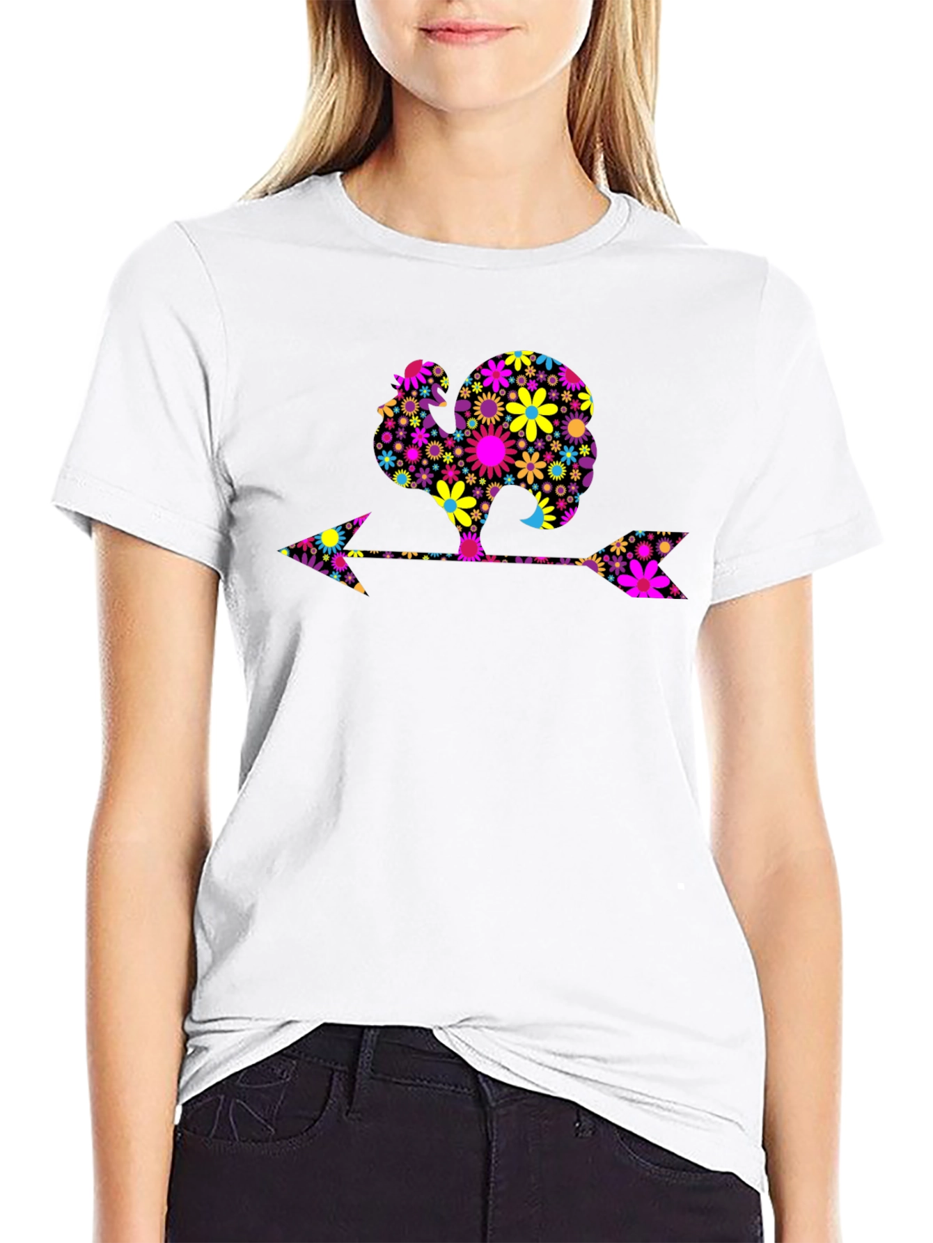 Floral Turkey Arrow Black Graphic Tee