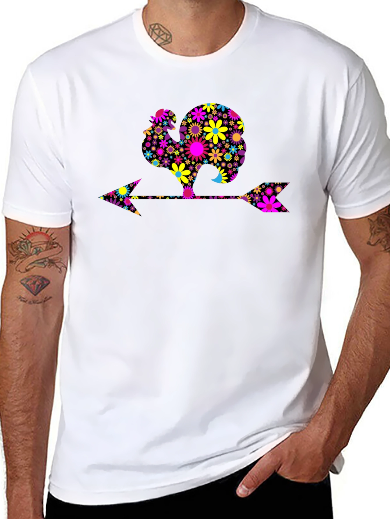 Floral Turkey Arrow Black Graphic Tee