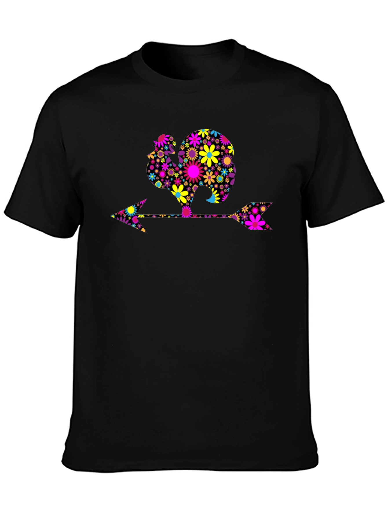 Floral Turkey Arrow Black Graphic Tee