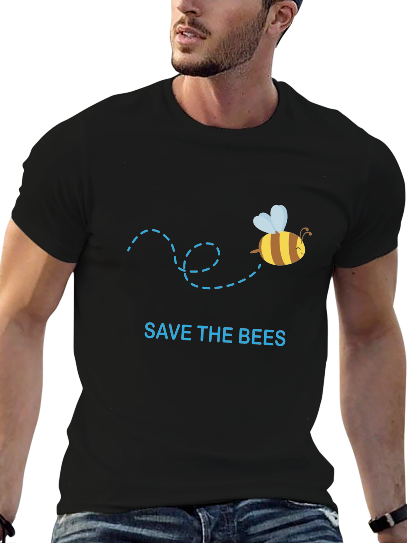 Save the Bees Graphic Tee - Black Cotton T-Shirt