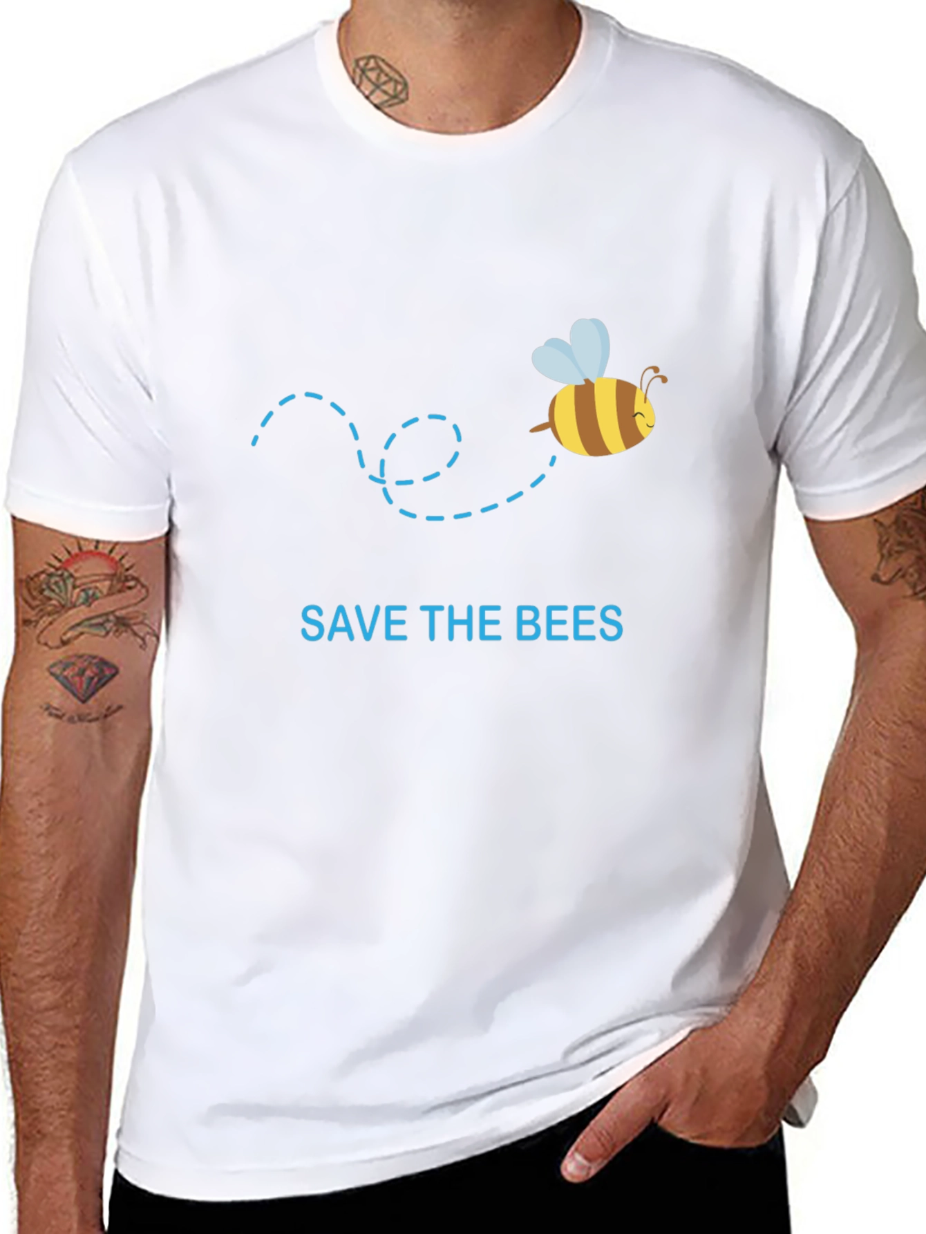 Save the Bees Graphic Tee - Black Cotton T-Shirt