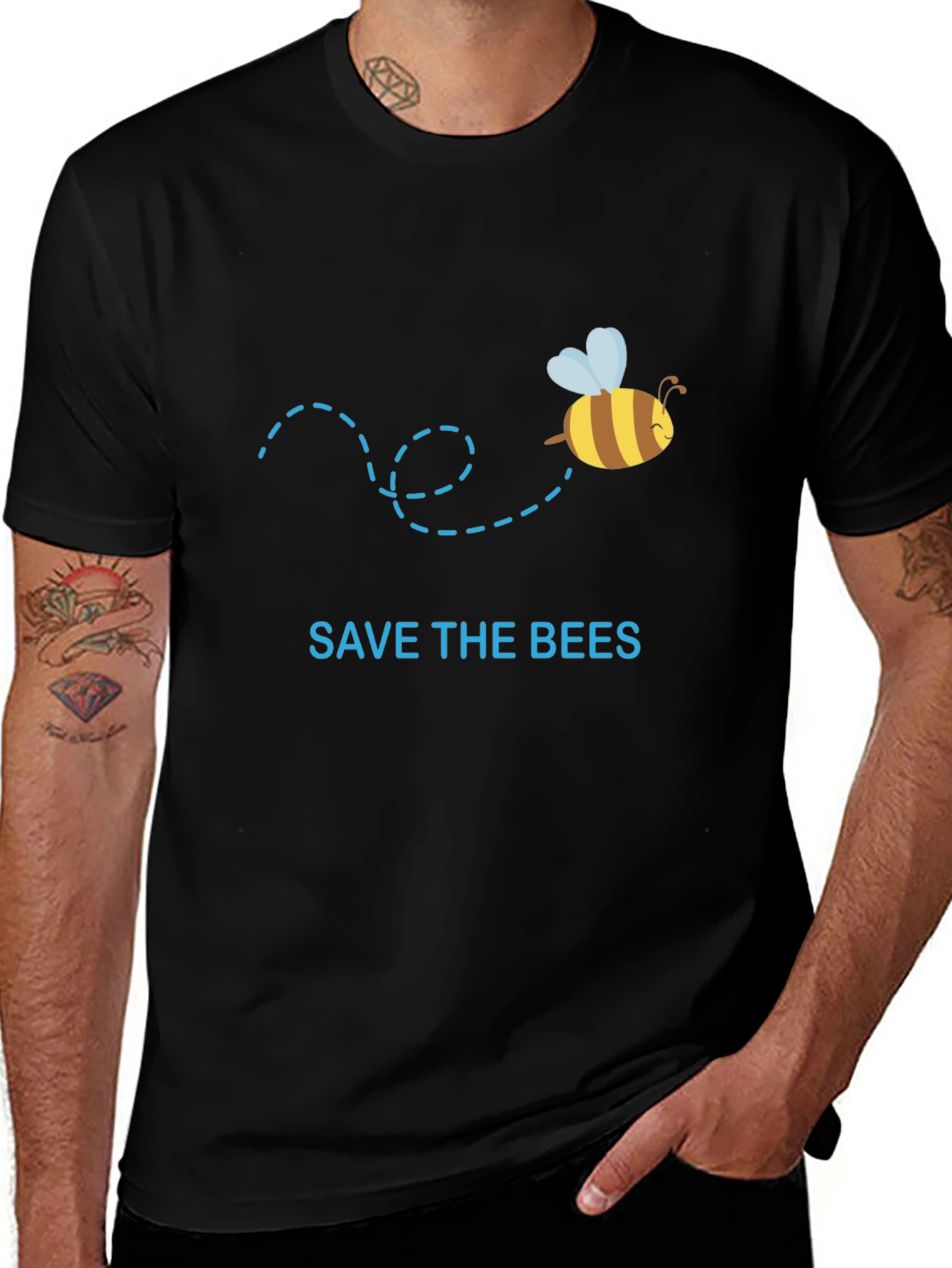 Save the Bees Graphic Tee - Black Cotton T-Shirt