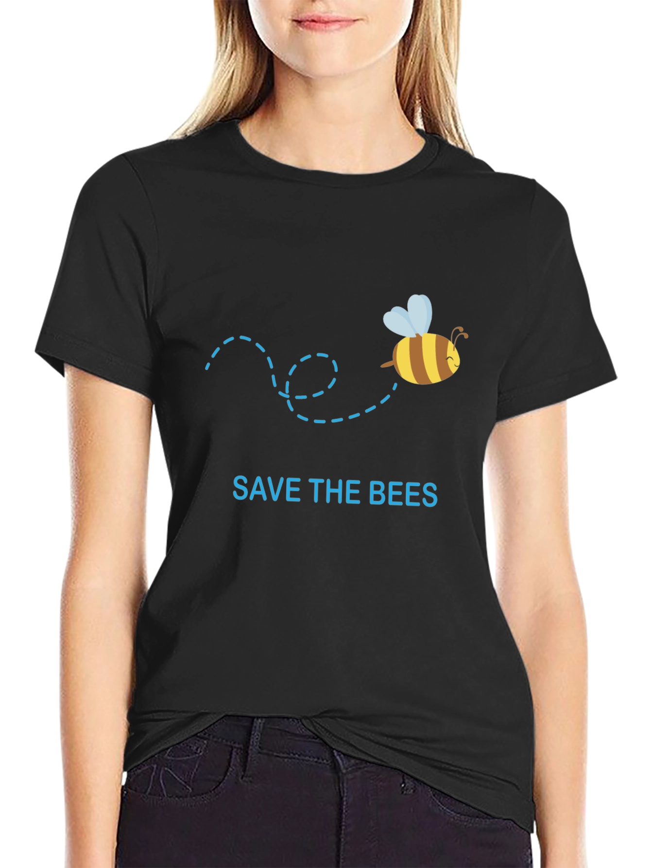 Save the Bees Graphic Tee - Black Cotton T-Shirt