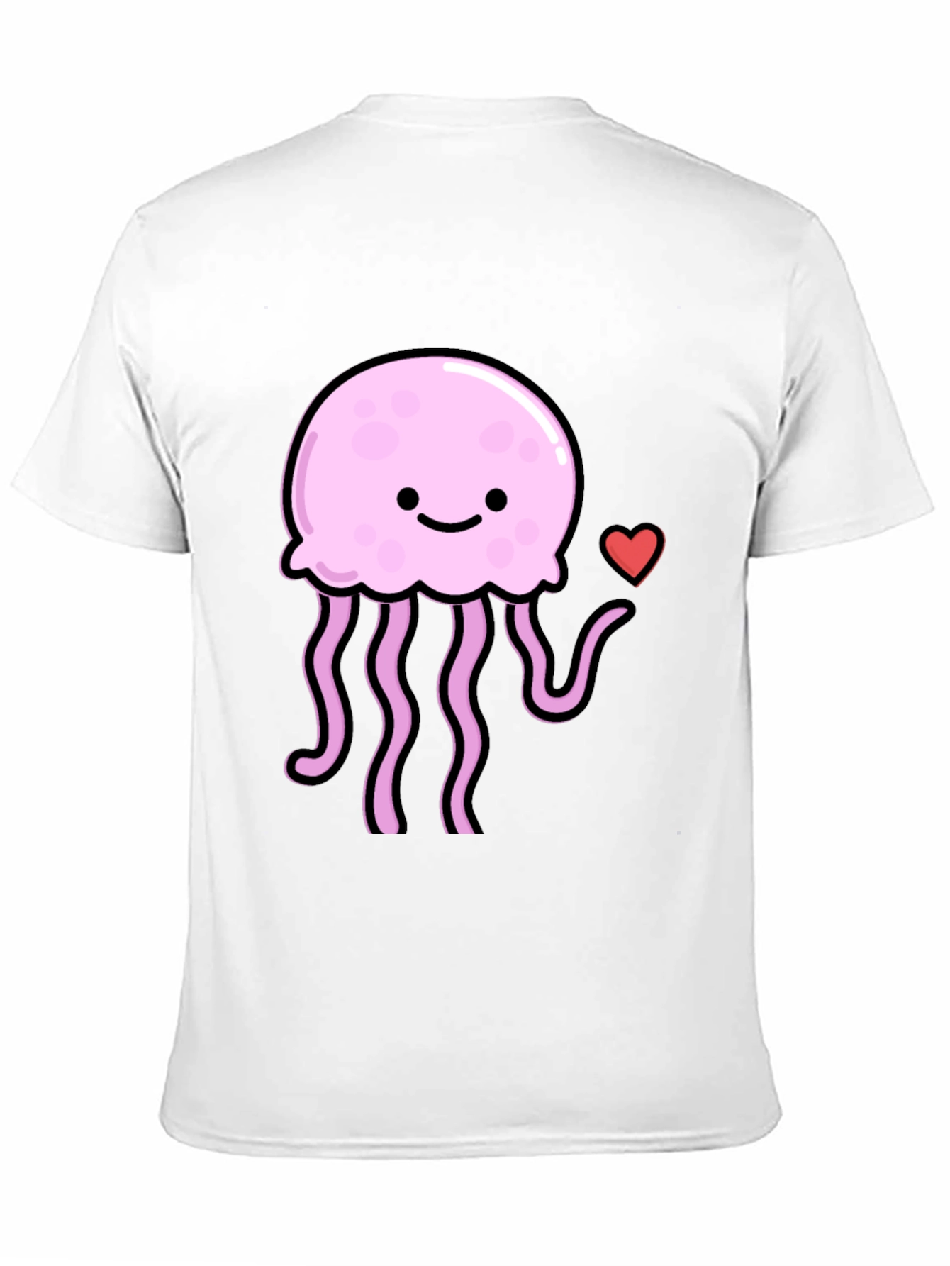 Cute Jellyfish Heart Graphic Black T-Shirt