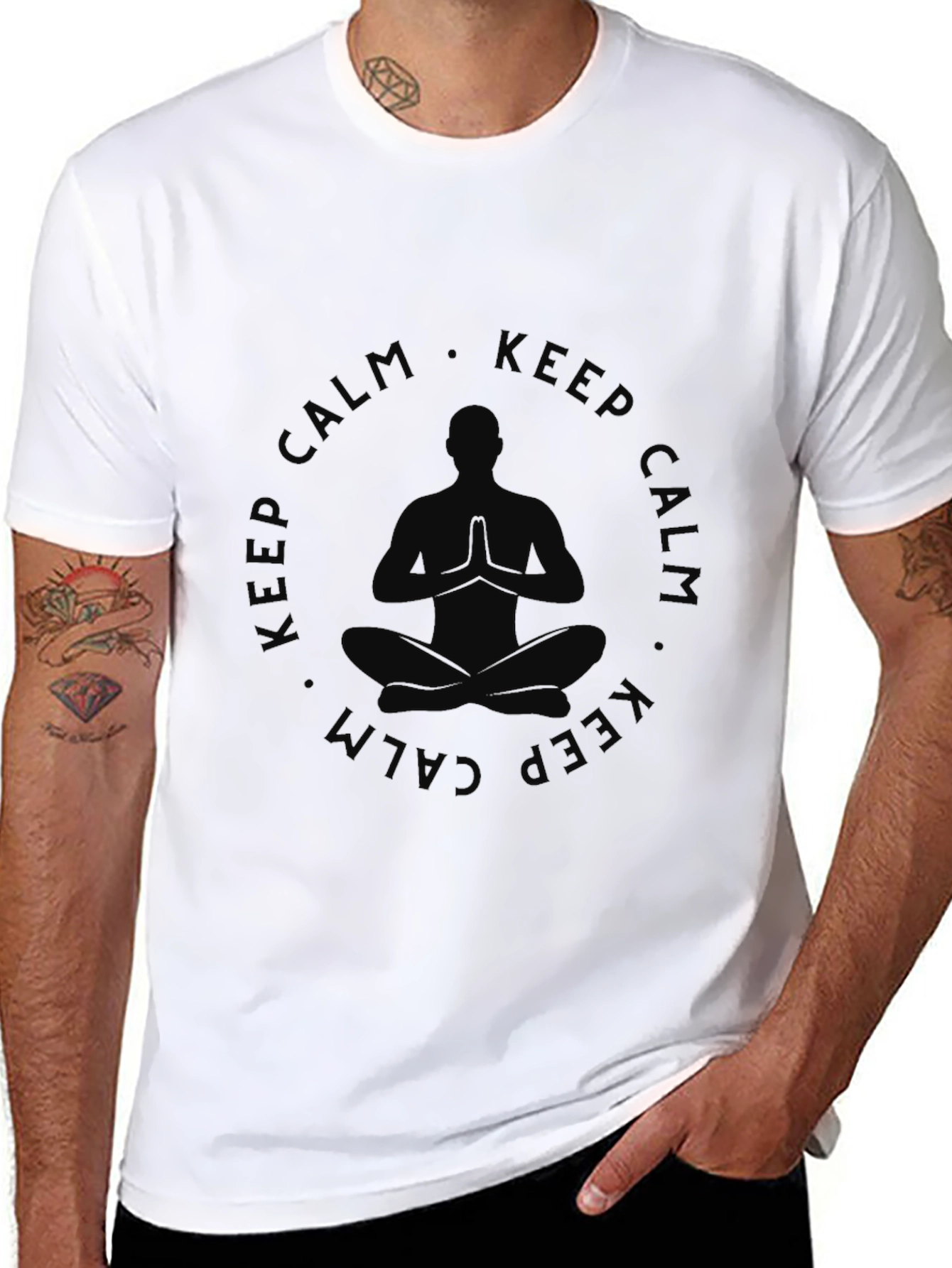 Keep Calm Yoga Mens Black T-Shirt