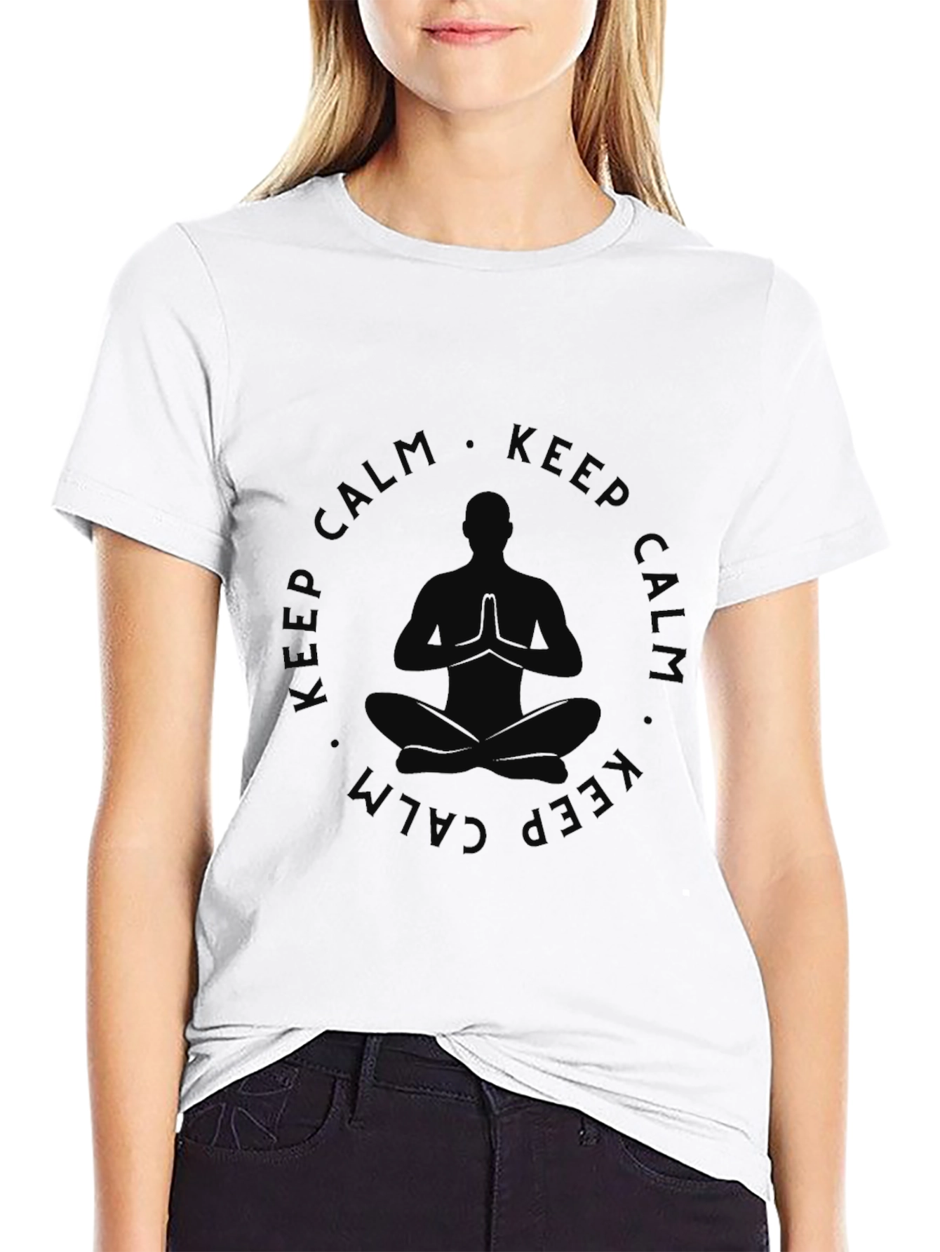 Keep Calm Yoga Mens Black T-Shirt