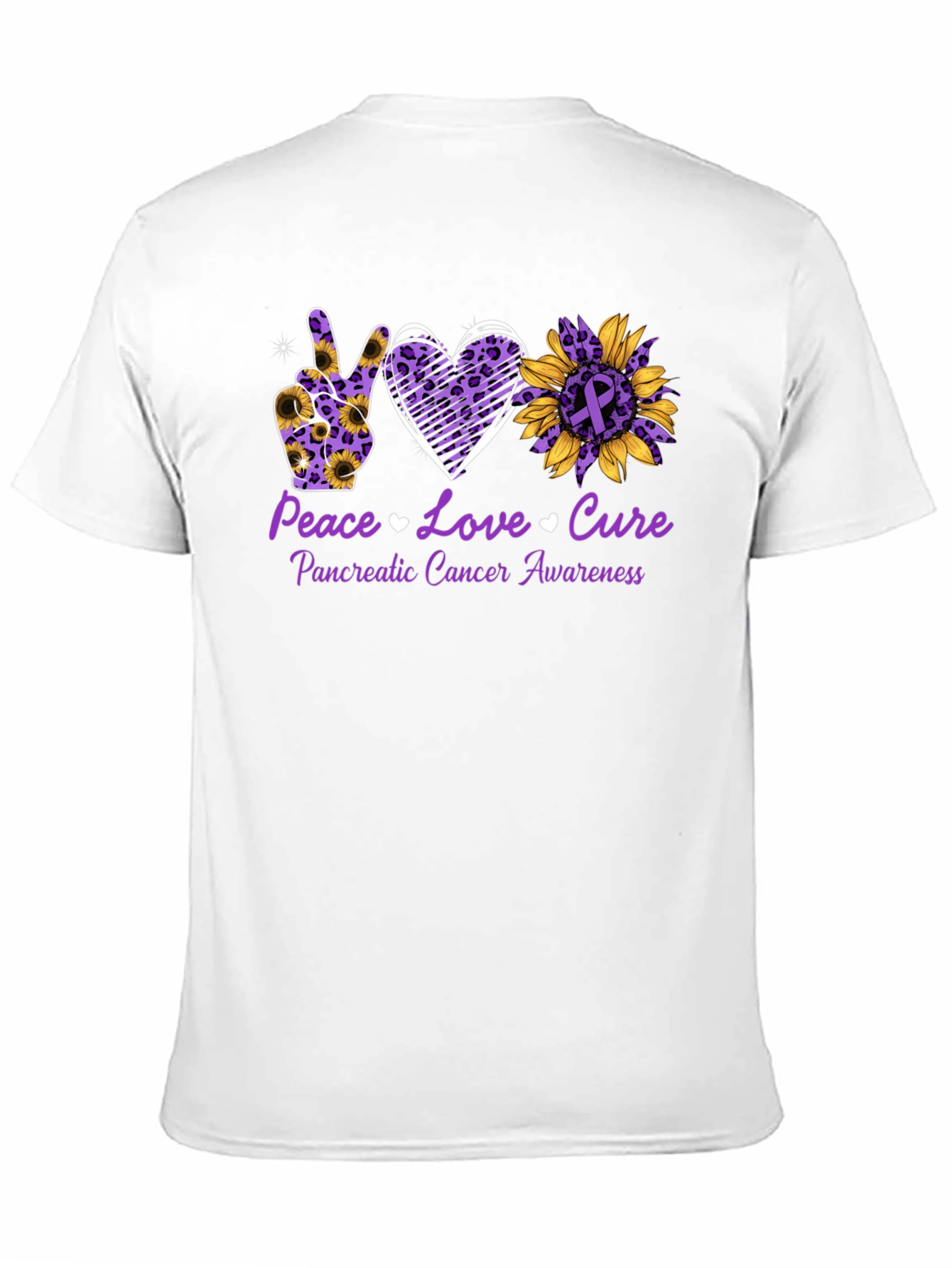 Peace Love Cure Pancreatic Cancer Awareness T-Shirt