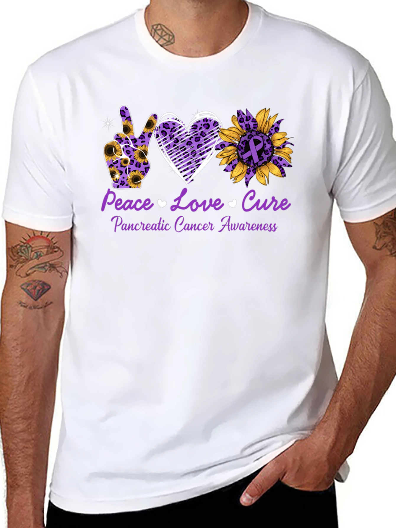 Peace Love Cure Pancreatic Cancer Awareness T-Shirt