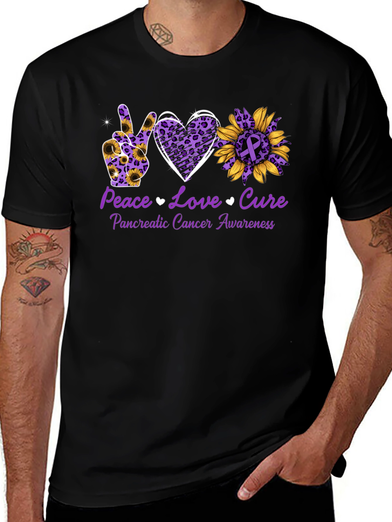 Peace Love Cure Pancreatic Cancer Awareness T-Shirt