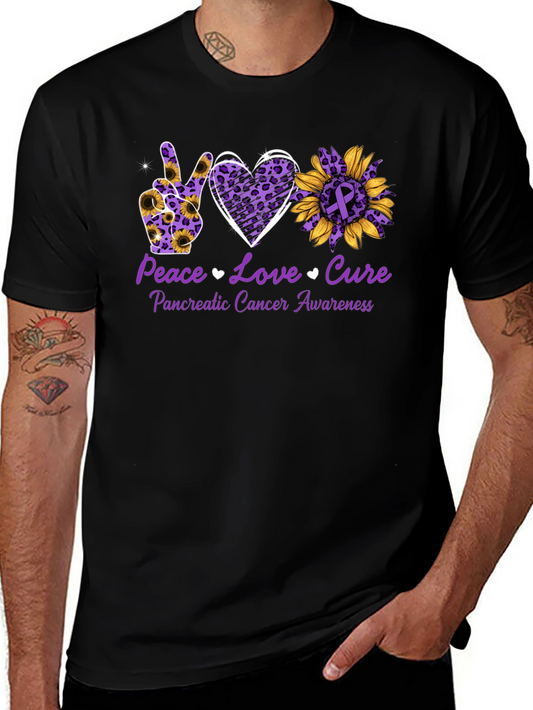 Peace Love Cure Pancreatic Cancer Awareness T-Shirt