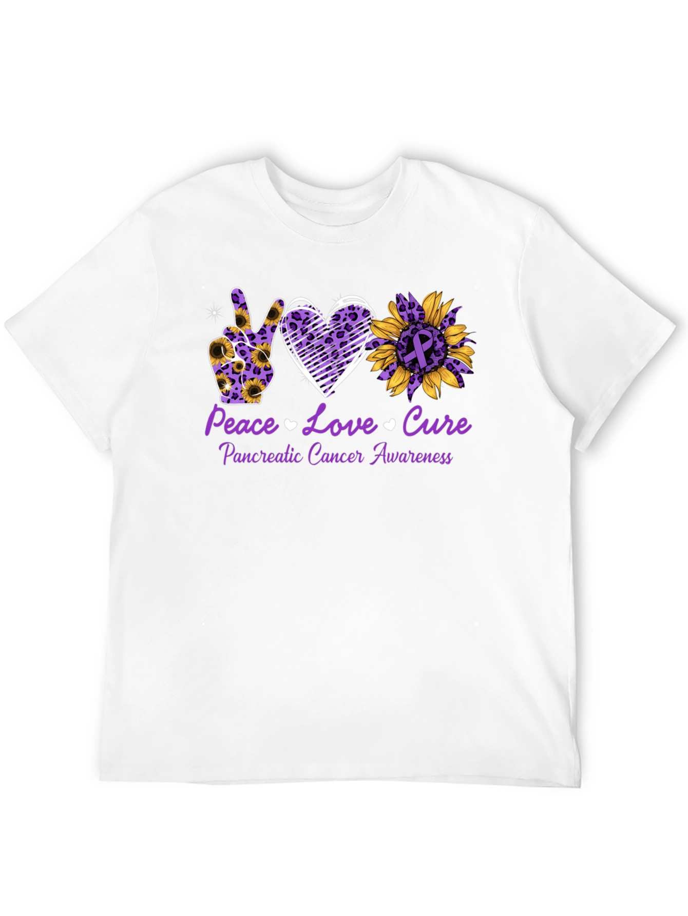 Peace Love Cure Pancreatic Cancer Awareness T-Shirt