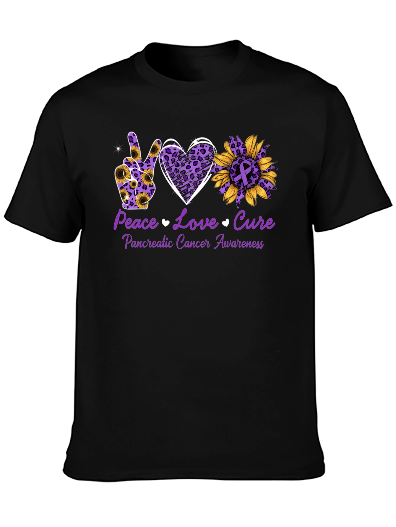 Peace Love Cure Pancreatic Cancer Awareness T-Shirt