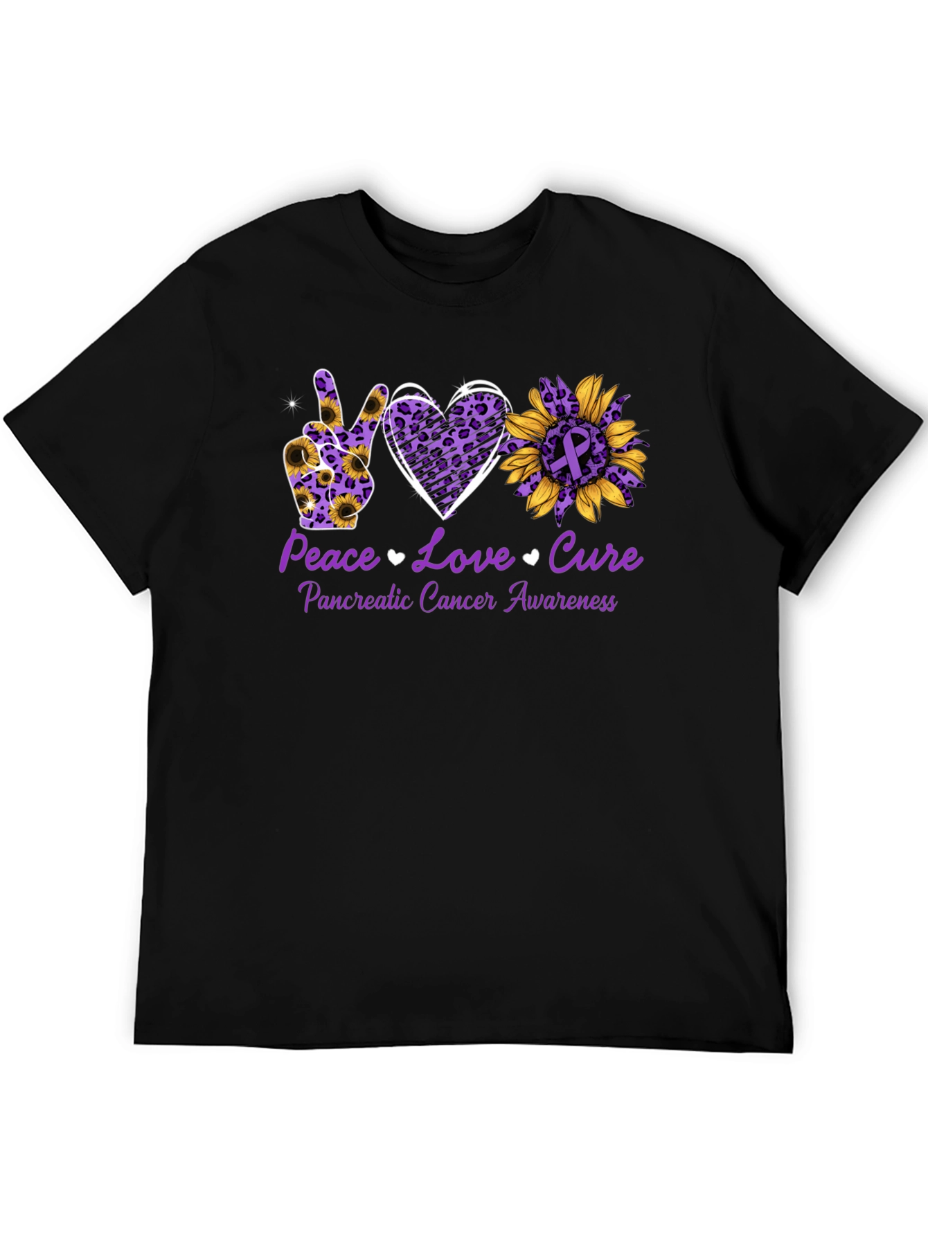 Peace Love Cure Pancreatic Cancer Awareness T-Shirt