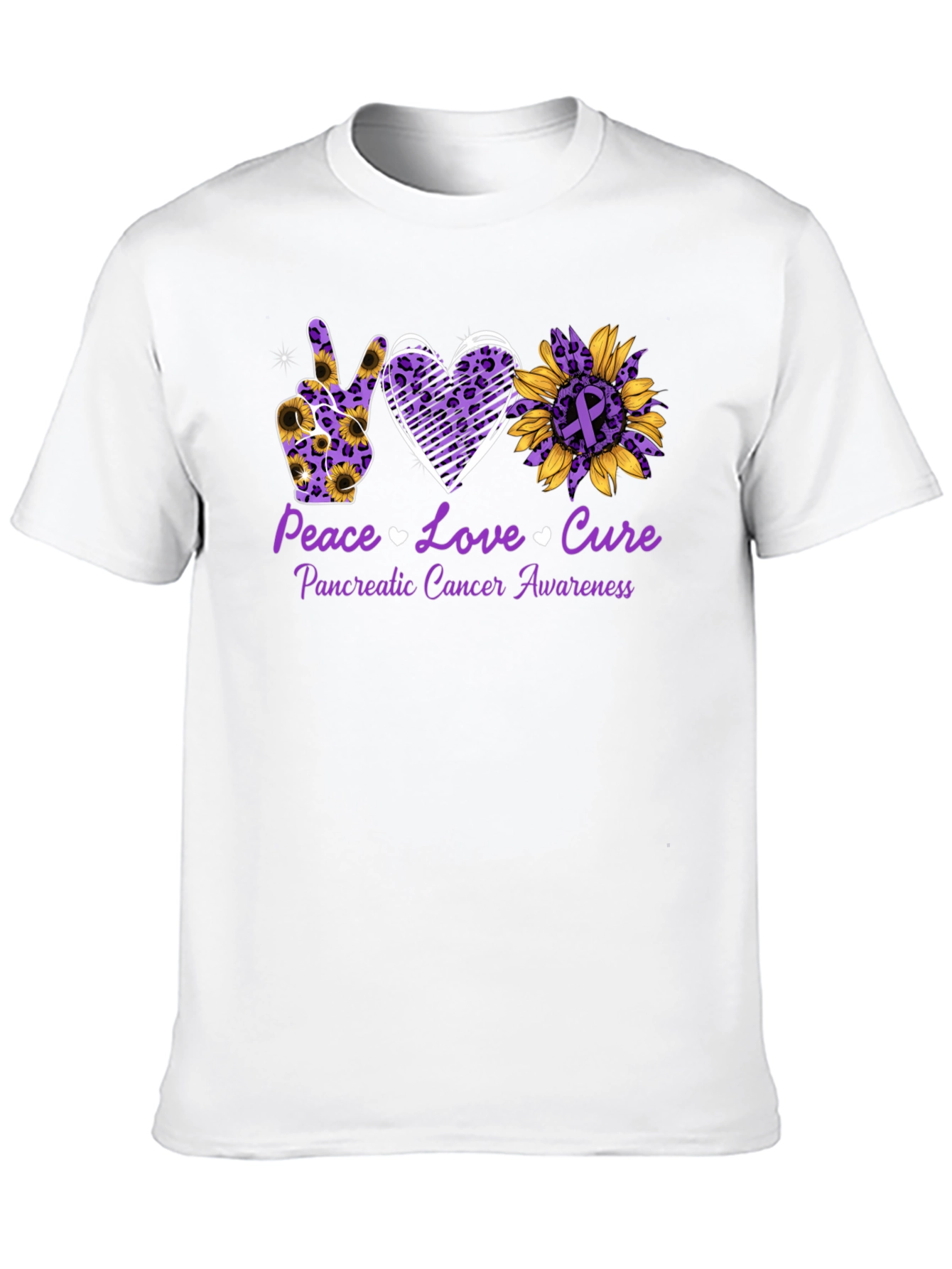 Peace Love Cure Pancreatic Cancer Awareness T-Shirt