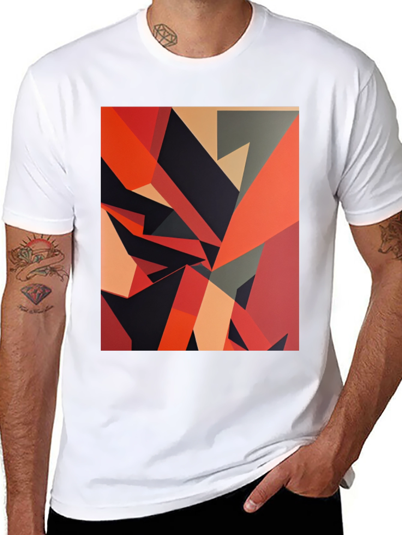 Geometric Abstract Art Black T-Shirt