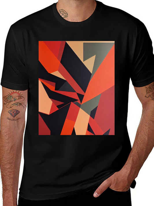 Geometric Abstract Art Black T-Shirt
