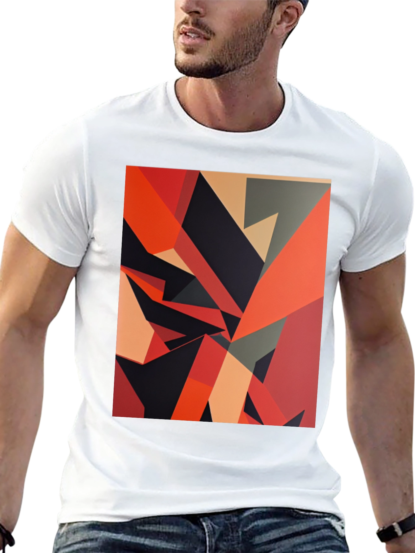 Geometric Abstract Art Black T-Shirt