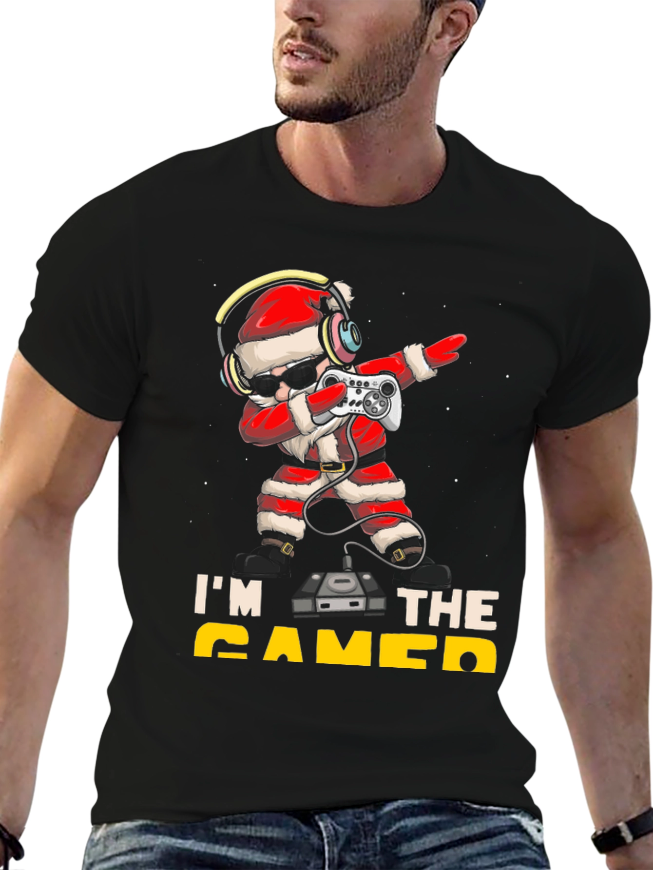 Gamer Santa Black T-Shirt - Holiday Gaming