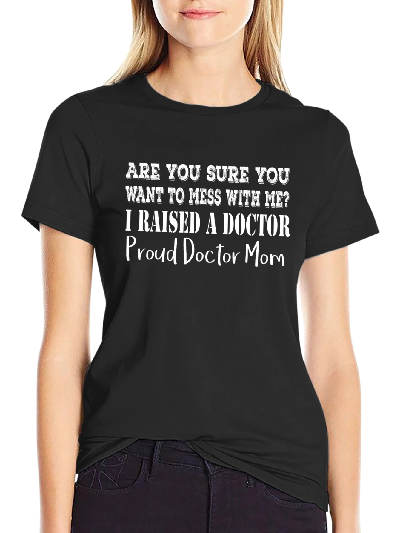 Proud Doctor Mom Graphic Tee - Black