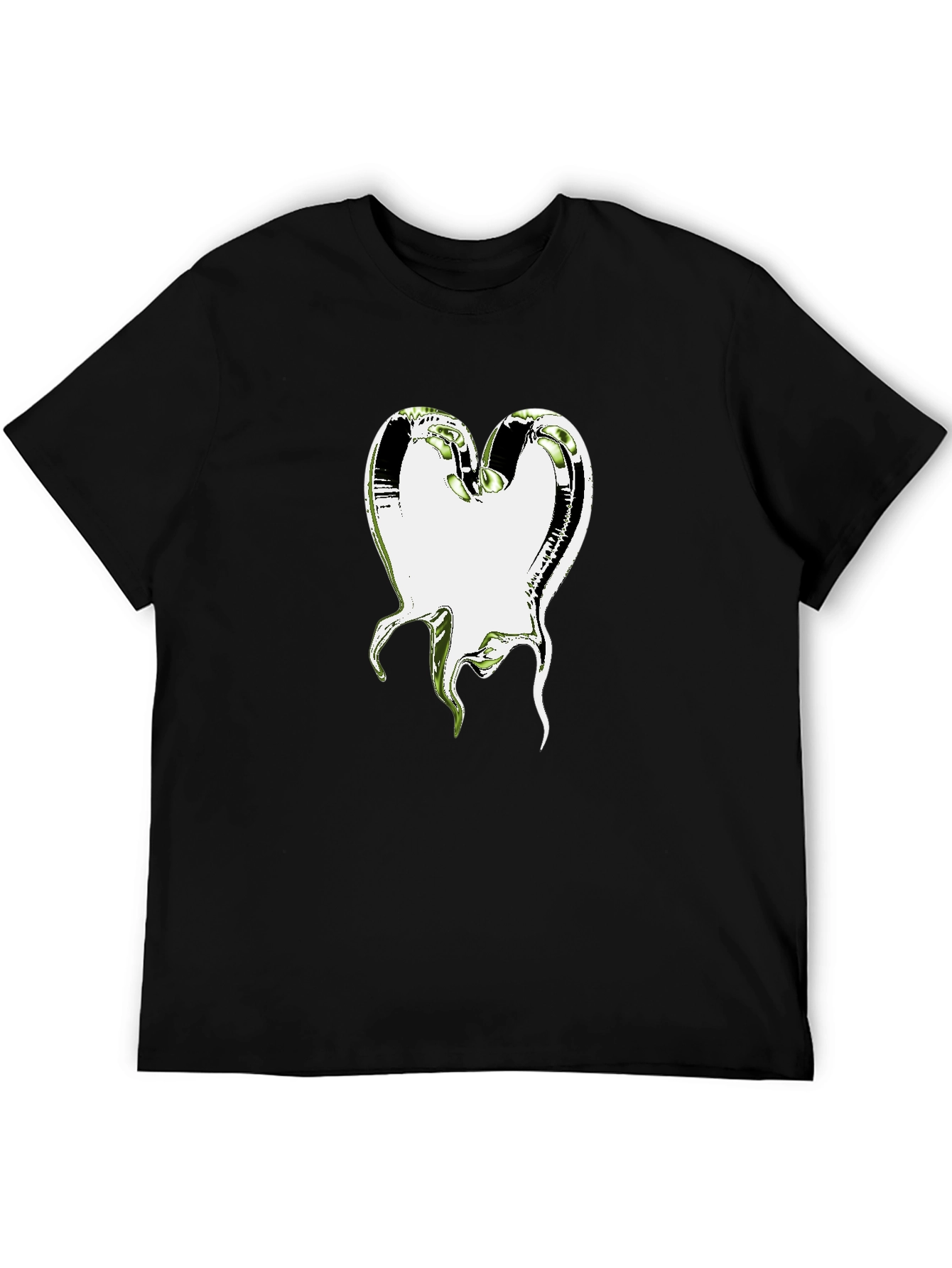 Abstract Heart Graphic T-Shirt - Black Cotton Tee