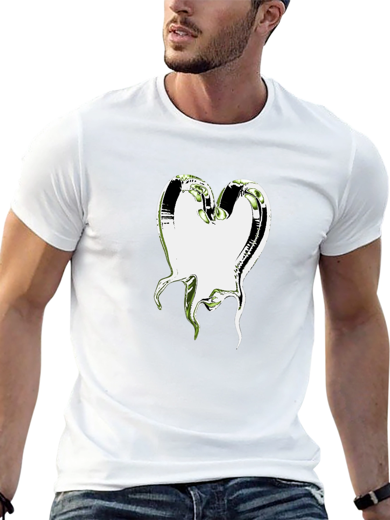 Abstract Heart Graphic T-Shirt - Black Cotton Tee